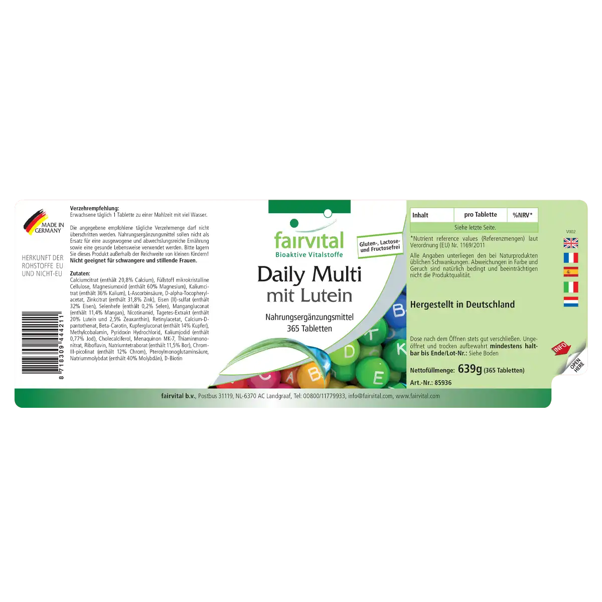 Daily Multi con luteína - 365 comprimidos