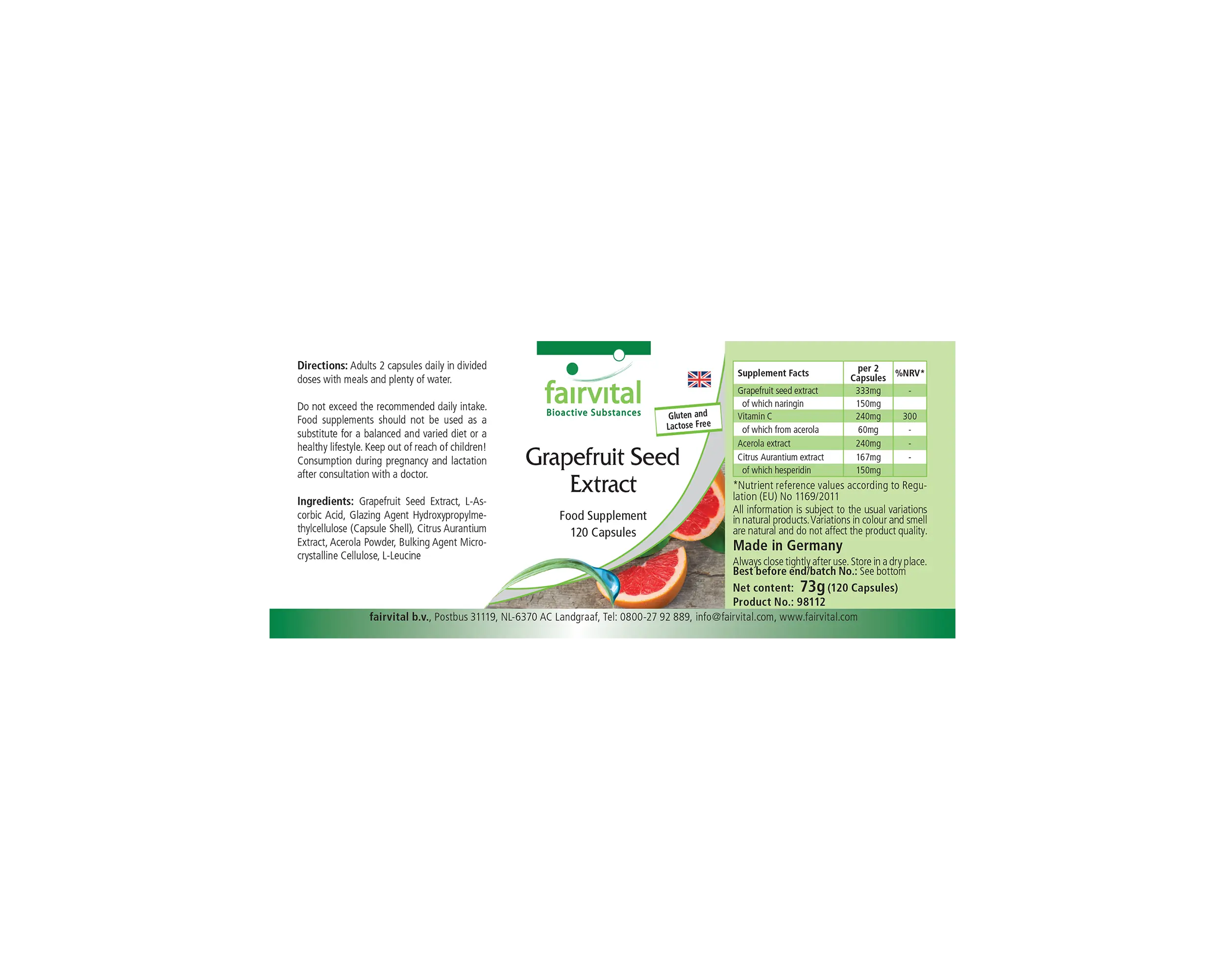 Grapefruit seed extract - 120 capsules - with vitamin C - over 100% daily requirement | Fairvital