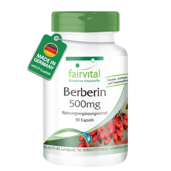 Berberin 500mg - mit Zink für Sehkraft, Haare, Haut, Immunsystem uvm. - 90 Kapseln - Hochdosiert und Vegan | Fairvital Berberin 500mg - mit Zink für Sehkraft, Haare, Haut, Immunsystem uvm. - 90 Kapseln - Hochdosiert und Vegan | Fairvital