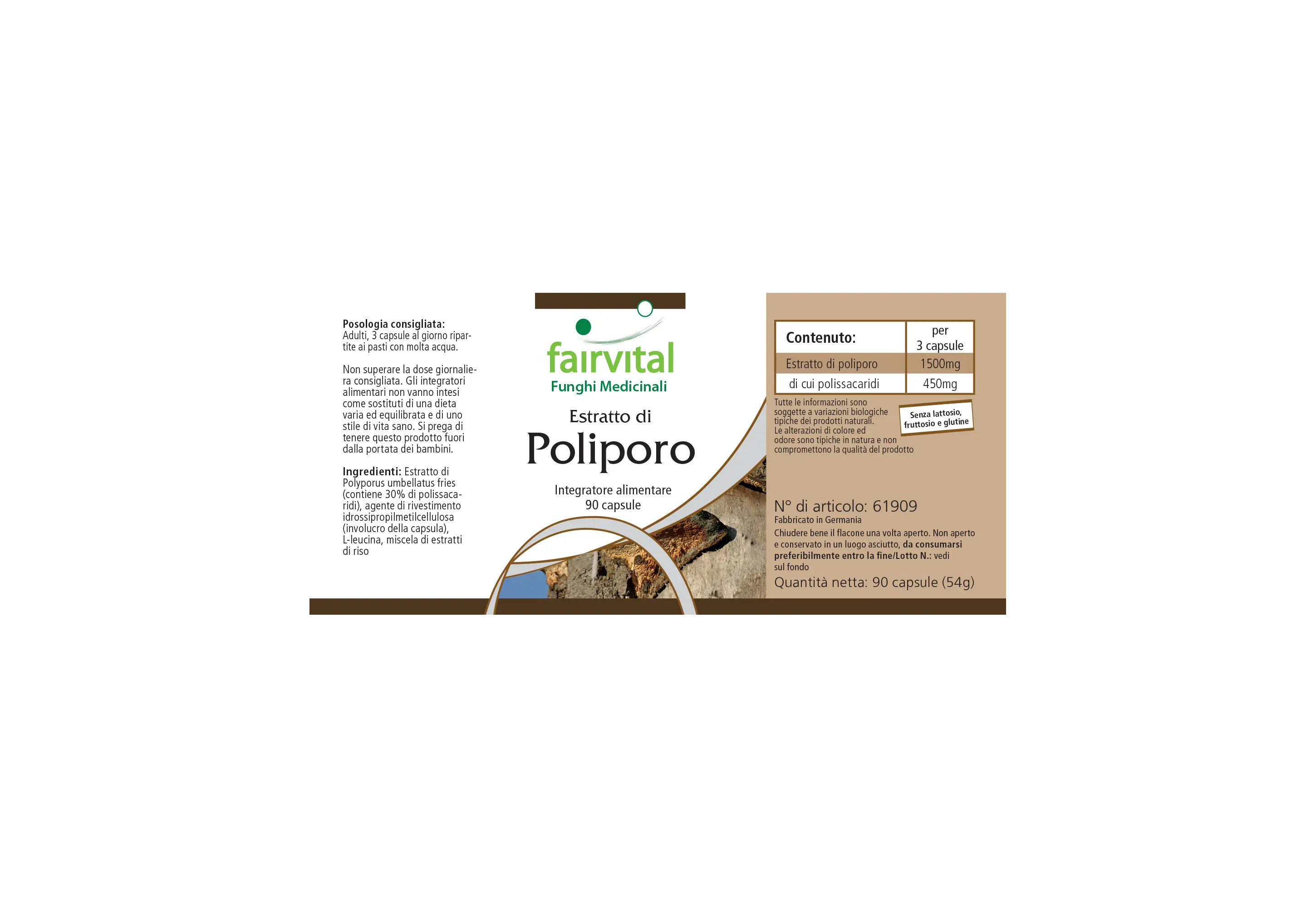 Polyporus Extrakt 500mg - 90 Kapseln - Schluckfreundlich - Polyporus umbellatus - Vegan | Fairvital