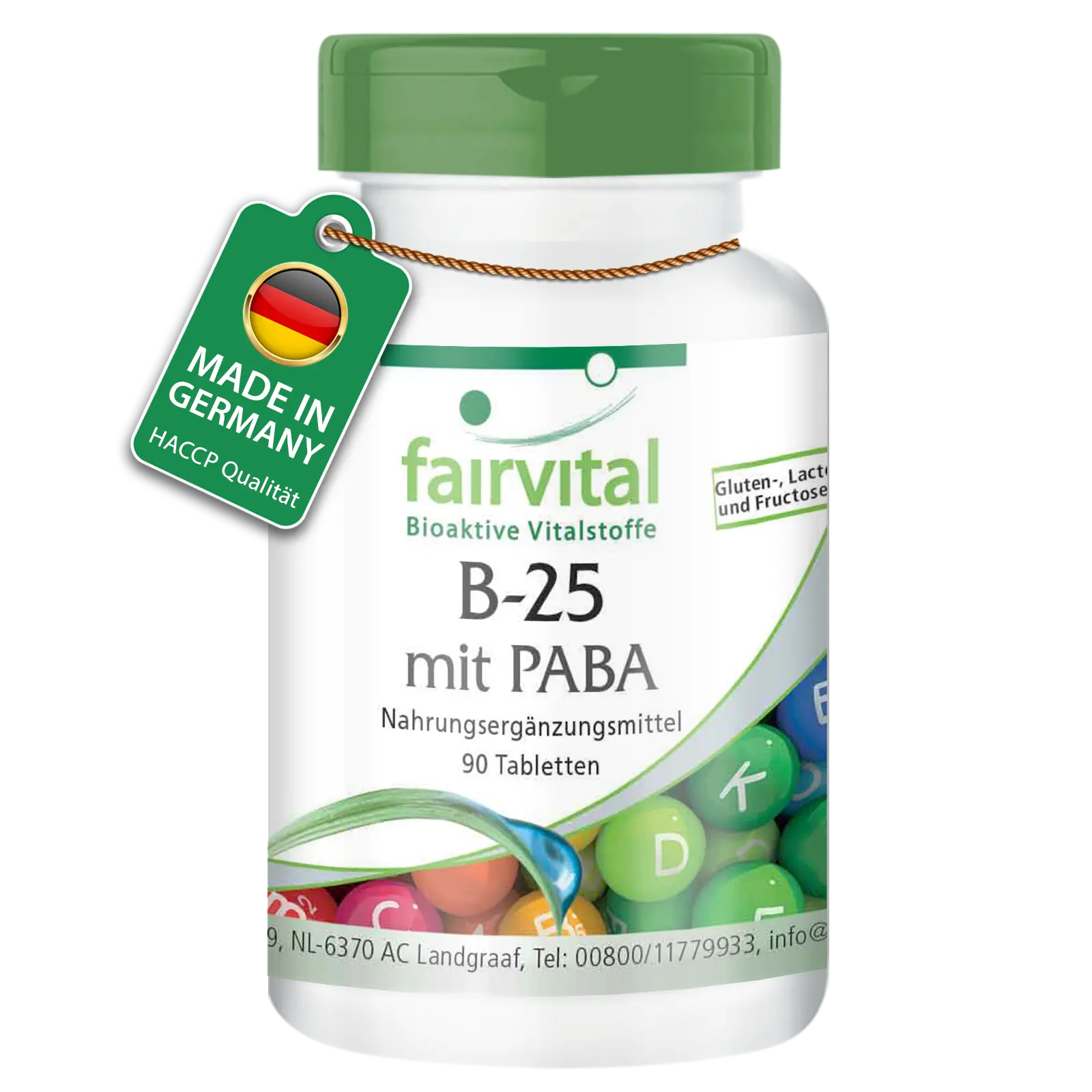 B-25 mit PABA - 90 Tabletten - mit Vitamin B-12, Cholin & mehr - für Leberfunktion, Immunsystem uvm. - Vegan | Fairvital B-25 mit PABA - 90 Tabletten - mit Vitamin B-12, Cholin & mehr - für Leberfunktion, Immunsystem uvm. - Vegan | Fairvital