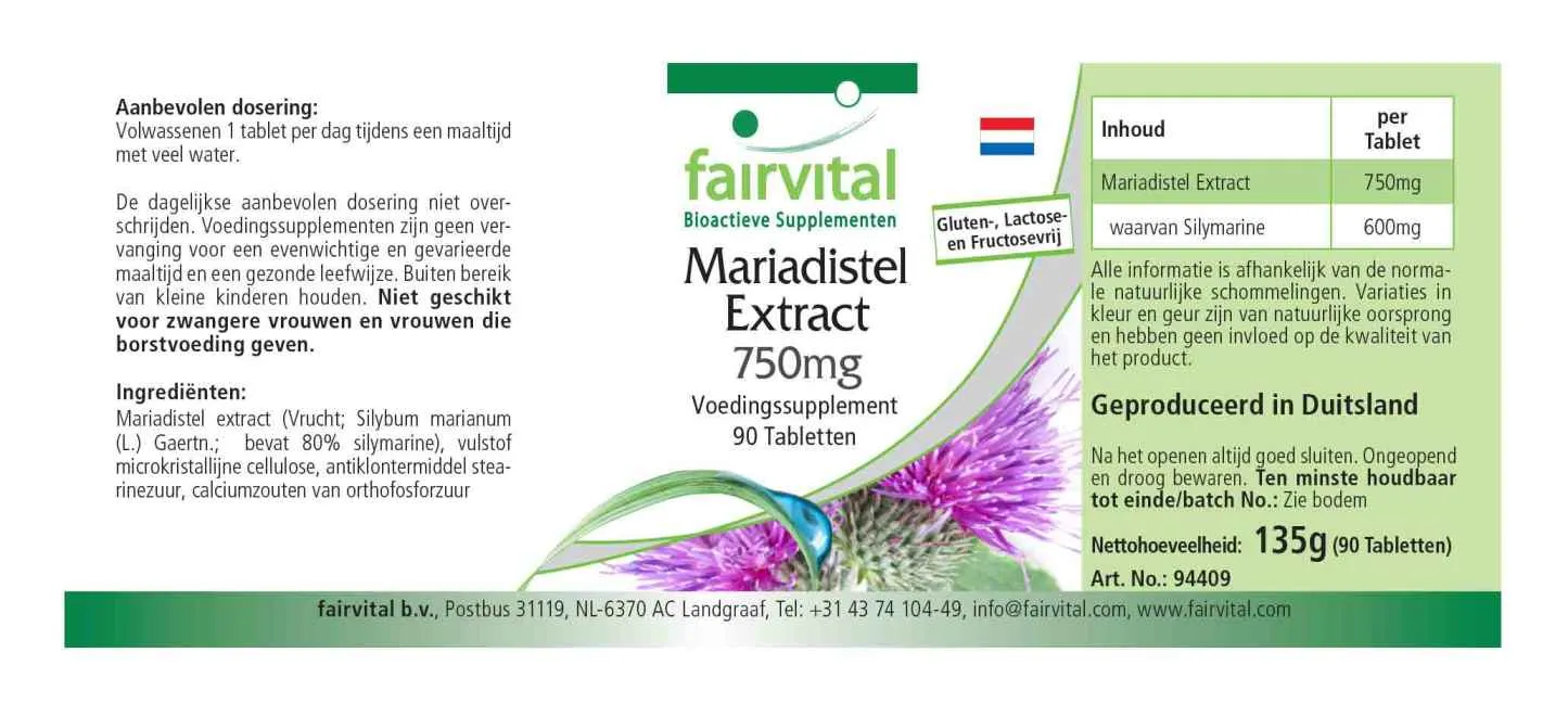 Mariendistel Extrakt 750mg-90 Tabletten-80% Silymarin-Hochdosiert & Vegan | Fairvital Mariendistel Extrakt 750mg-90 Tabletten-80% Silymarin-Hochdosiert & Vegan | Fairvital