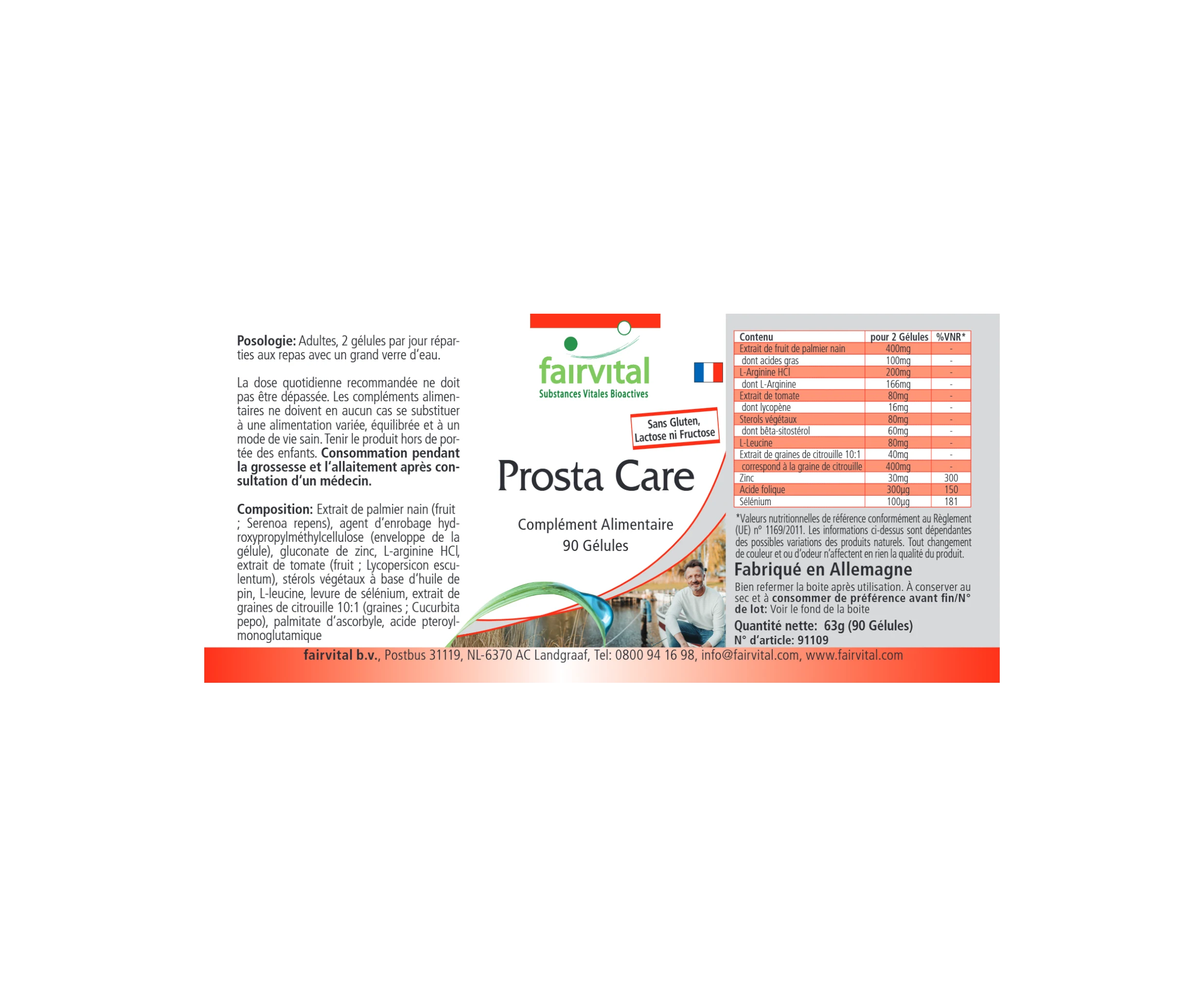 Prosta Care - 90 capsule - con zinco, selenio, licopene e molto altro - Ad alto dosaggio e vegano | Fairvital