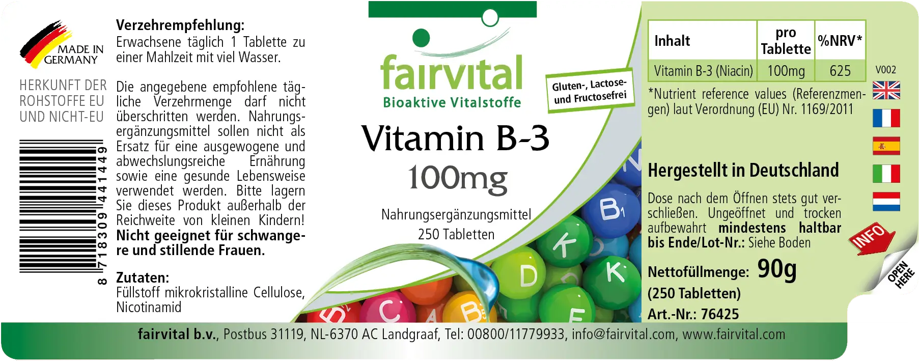 Vitamin B3 Niacin 100mg - 250 Tablets Vitamin B3 Niacin 100mg - 250 Tablets