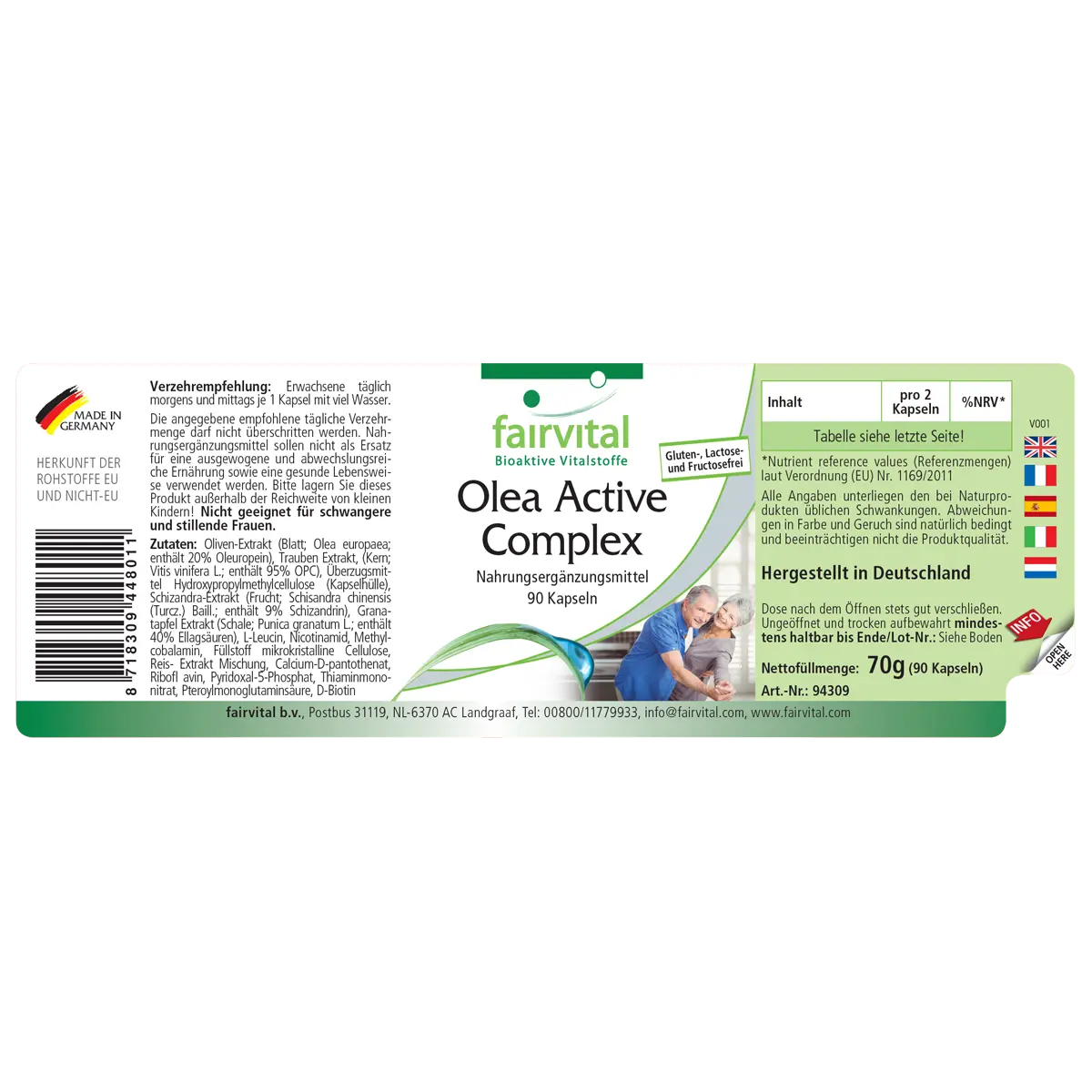 Olea Active Complex- 90 Kapseln- B-Vitamine, Folsäure, Olivenblatt & OPC-Vegan | Fairvital Olea Active Complex- 90 Kapseln- B-Vitamine, Folsäure, Olivenblatt & OPC-Vegan | Fairvital