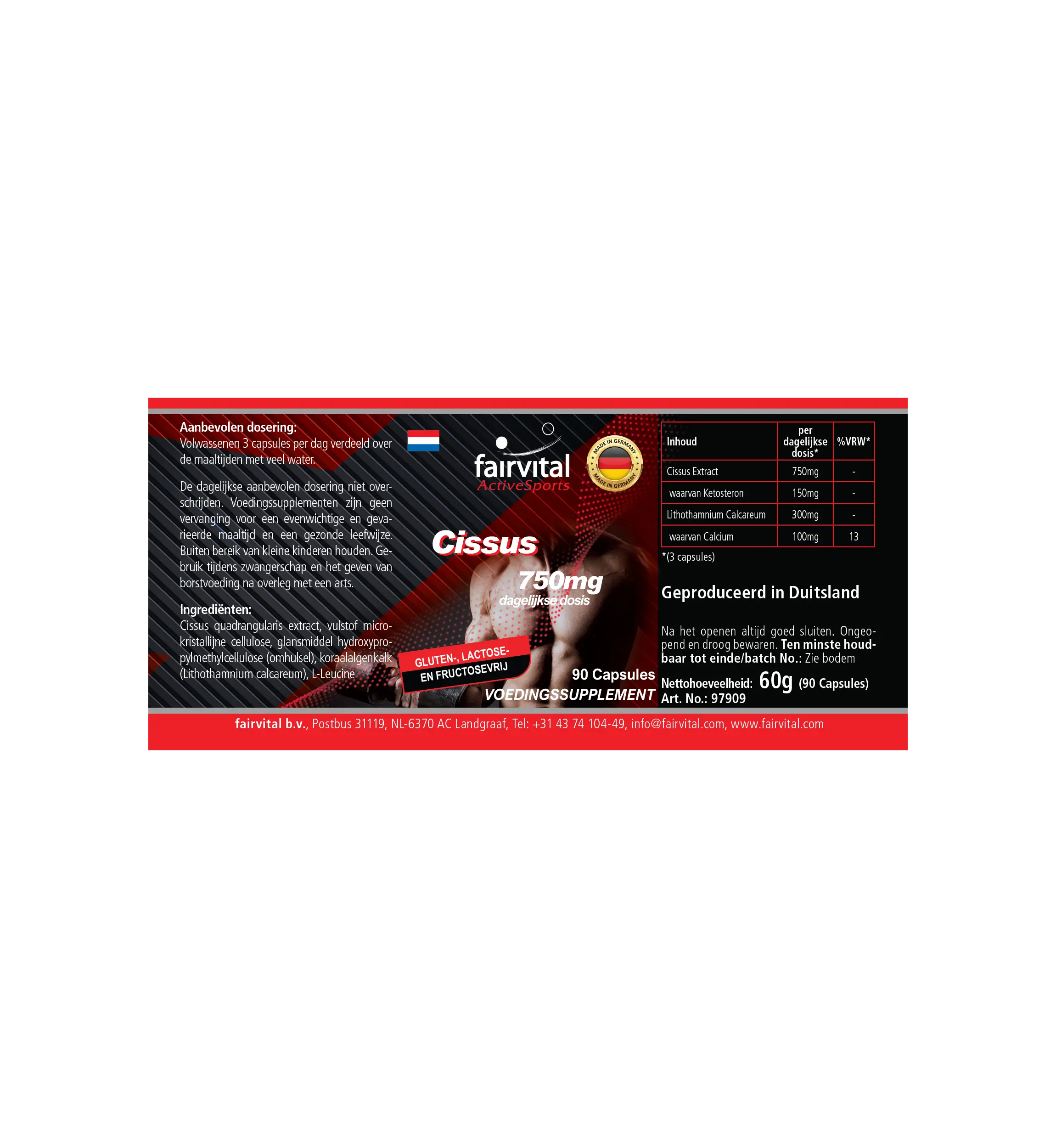 Cissus 750 mg - 90 cápsulas - Cissus Quadrangularis - con calcio - vegano | Fairvital