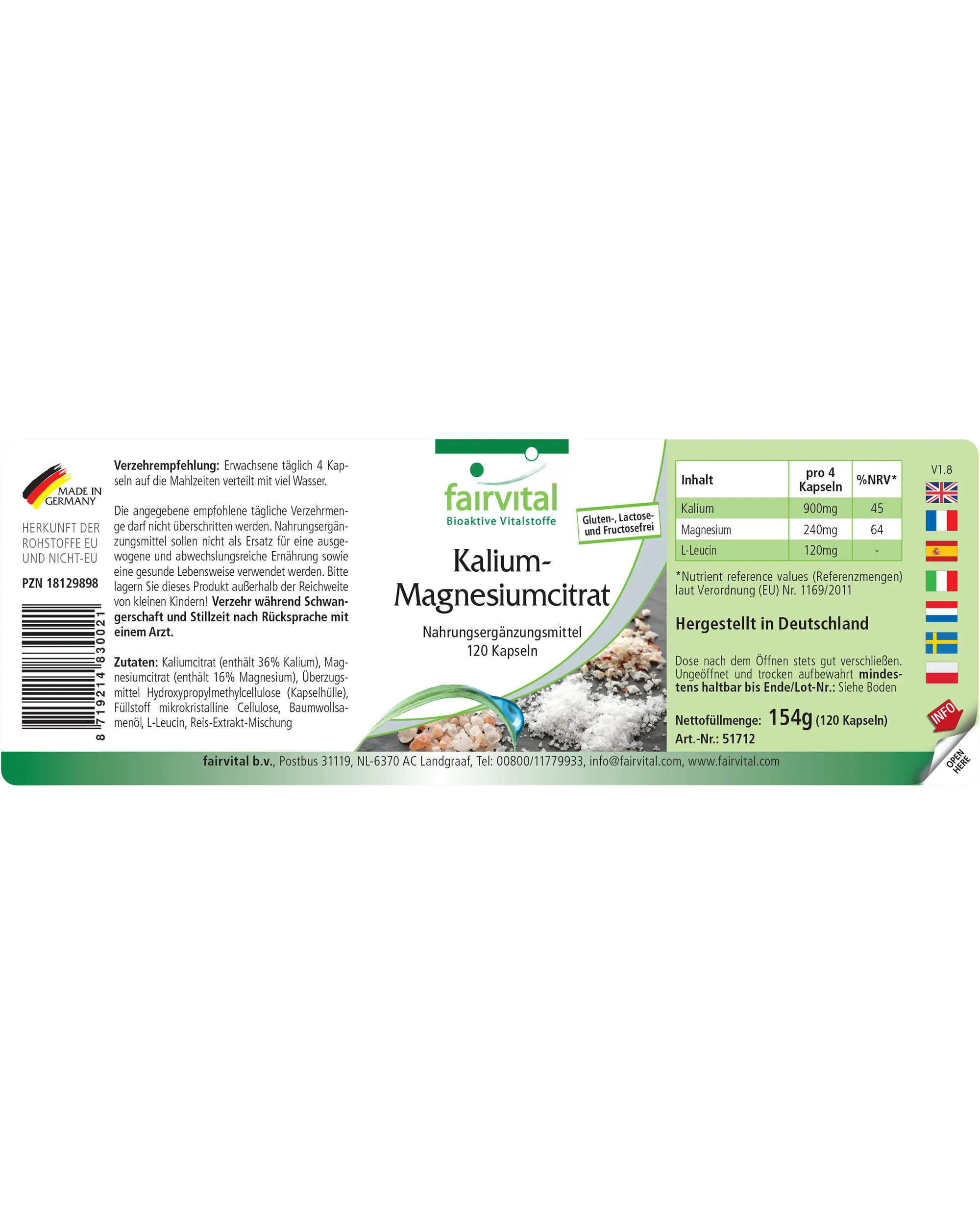 Citrato di Potassio e Magnesio - 120 Capsule