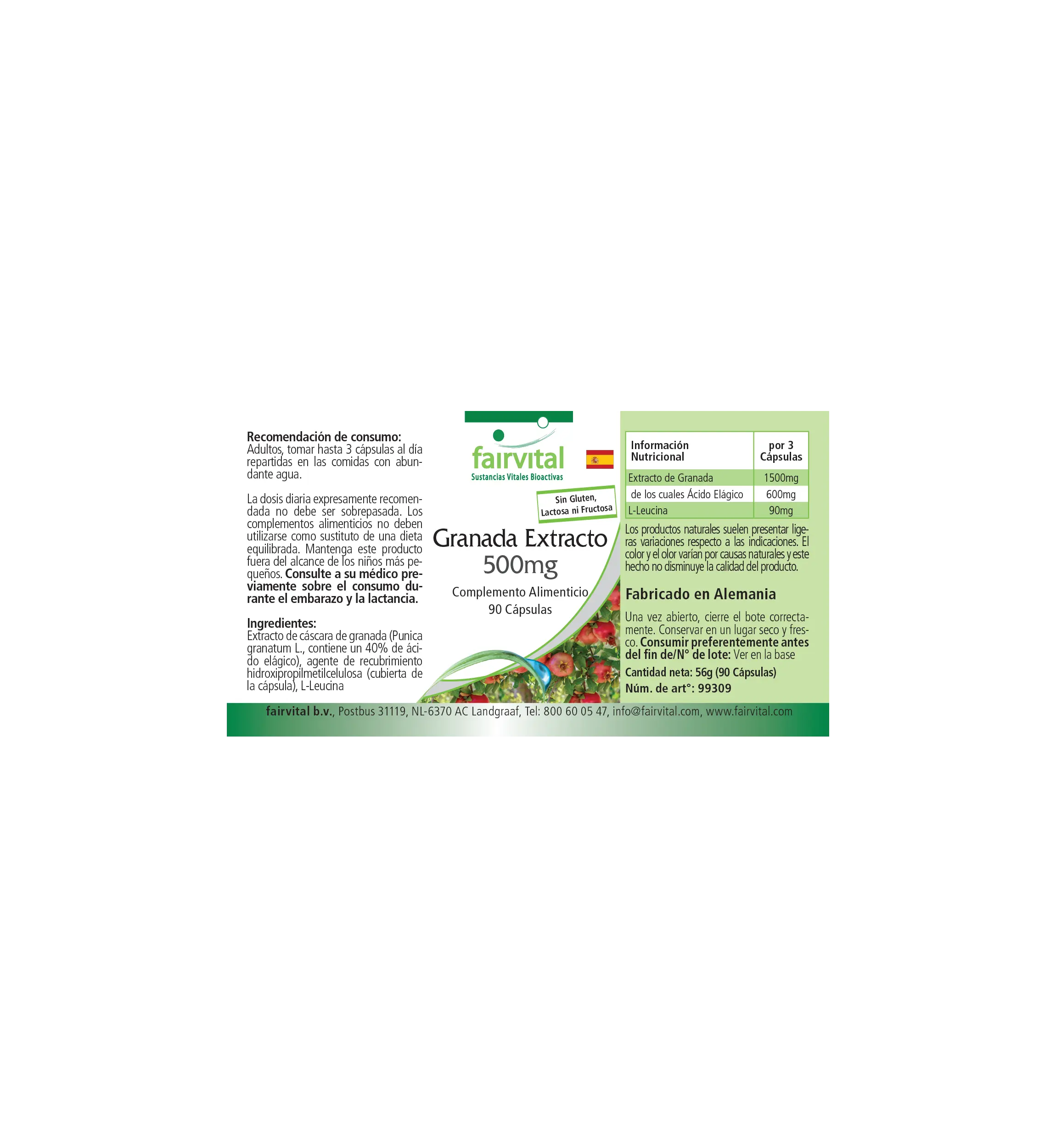 Pomegranate Extract 500 mg - 90 capsules - easy to swallow - high-dose and vegan | Fairvital