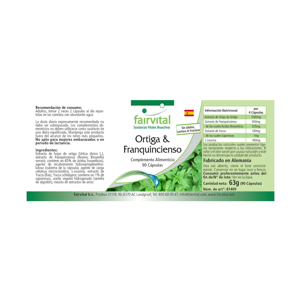 Brennnessel und Weihrauch - 90 Kapseln - Boswellia serrata - Hochdosiert und Vegan | Fairvital Brennnessel und Weihrauch - 90 Kapseln - Boswellia serrata - Hochdosiert und Vegan | Fairvital