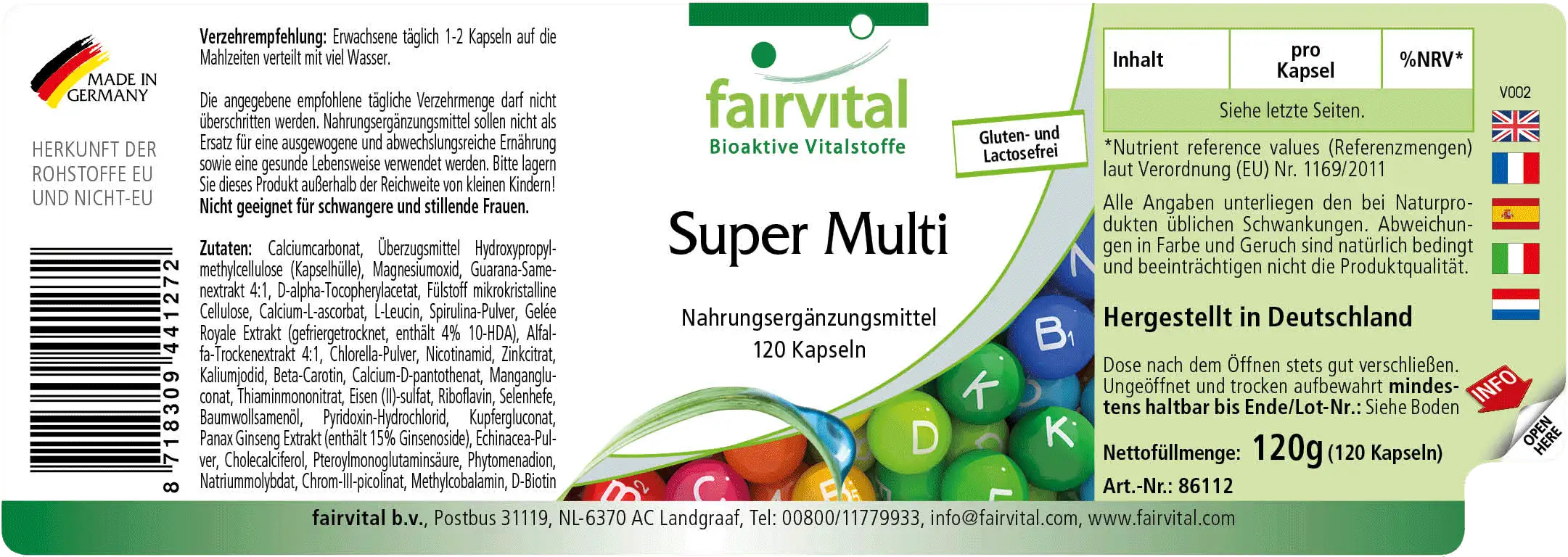 Super Multi - 120 Kapseln - für Immunsystem, Nervensystem, Kollagenbildung uvm. | Fairvital Super Multi - 120 Kapseln - für Immunsystem, Nervensystem, Kollagenbildung uvm. | Fairvital