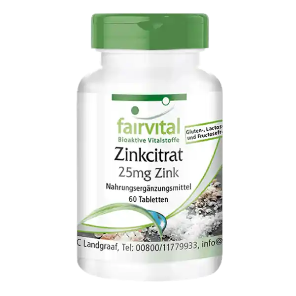 Citrato de Zinc con 25mg de Zinc - 60 Comprimidos