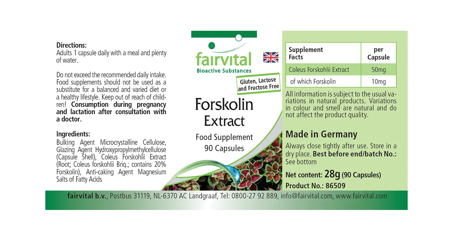 Forskolin Extrakt - 90 Kapseln - aus Coleus Forskohlii Extrakt - Hochdosiert und Vegan | Fairvital Forskolin Extrakt - 90 Kapseln - aus Coleus Forskohlii Extrakt - Hochdosiert und Vegan | Fairvital