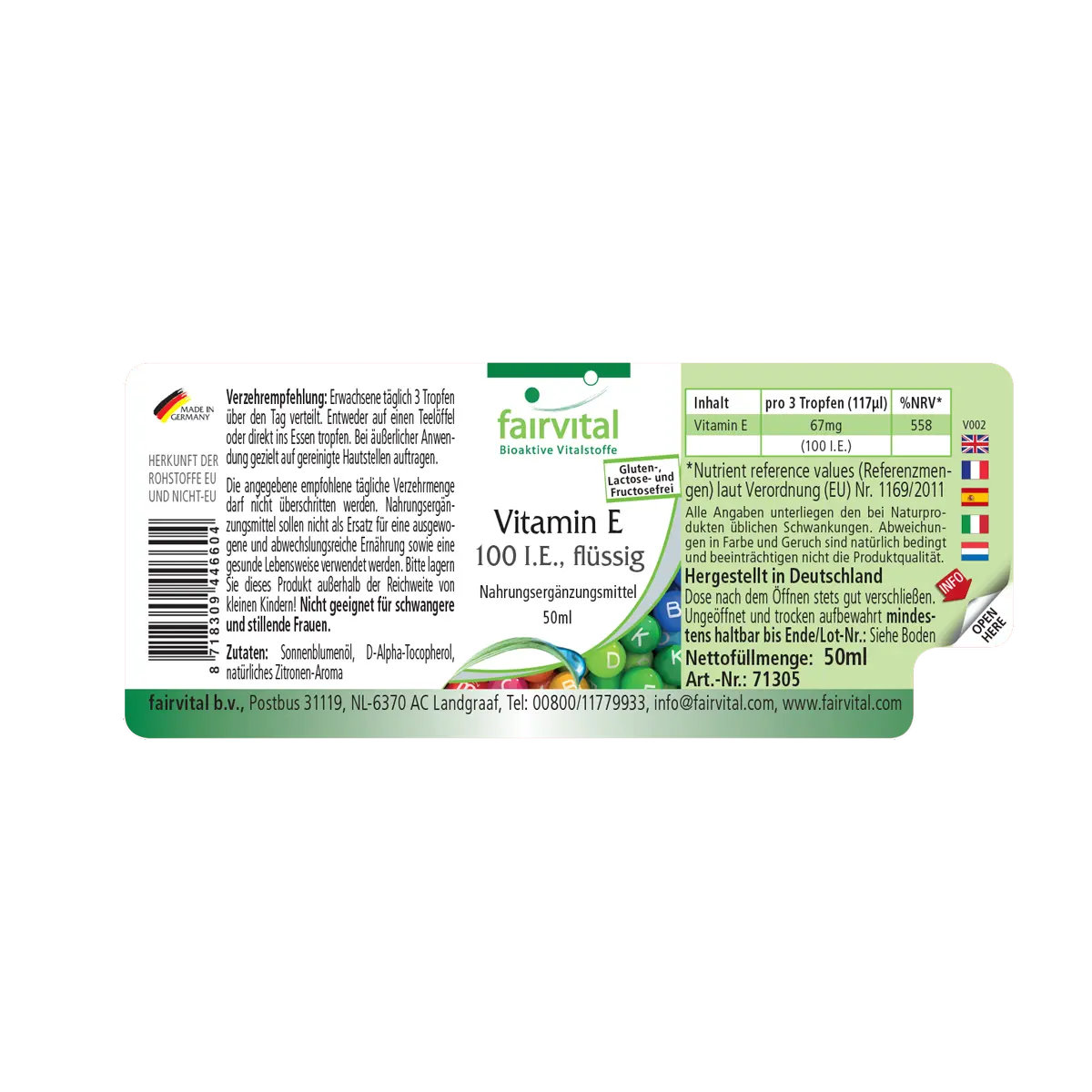 Vitamin E oil 100 I.U. per 3 drops – 50ml