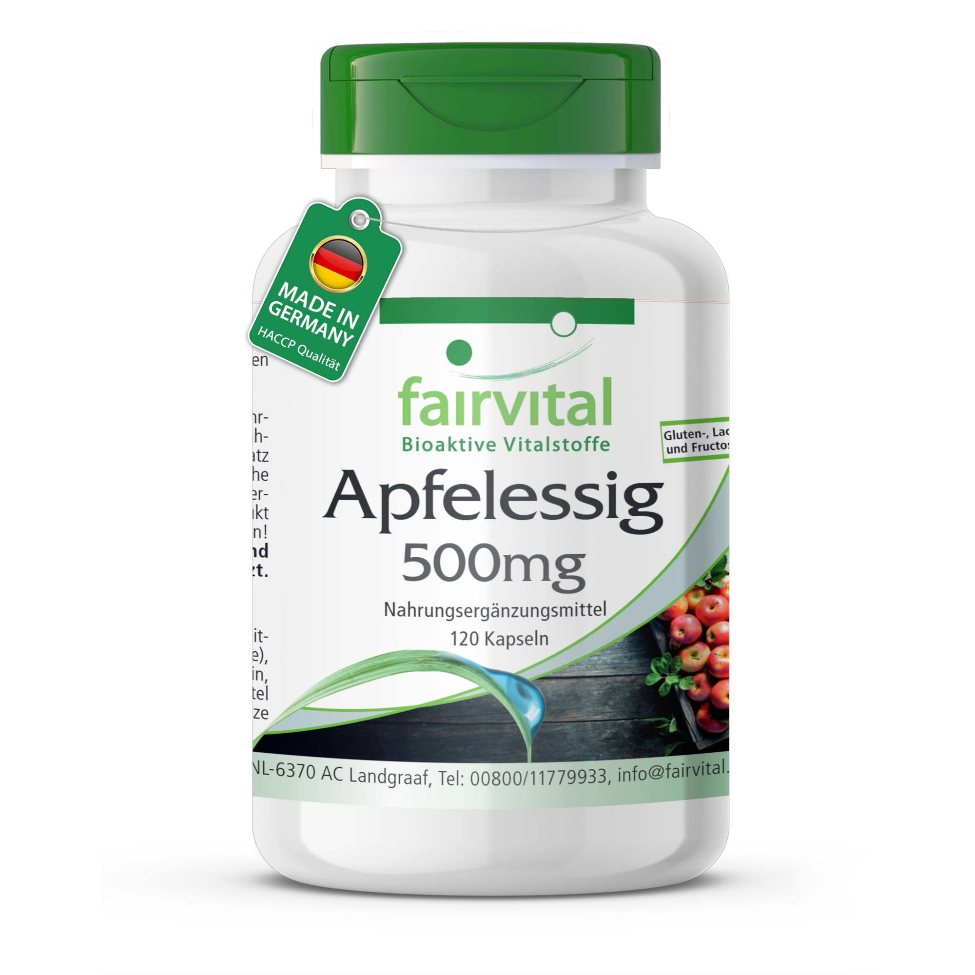Apfelessig 500mg - 120 Kapseln - Vegan | Fairvital