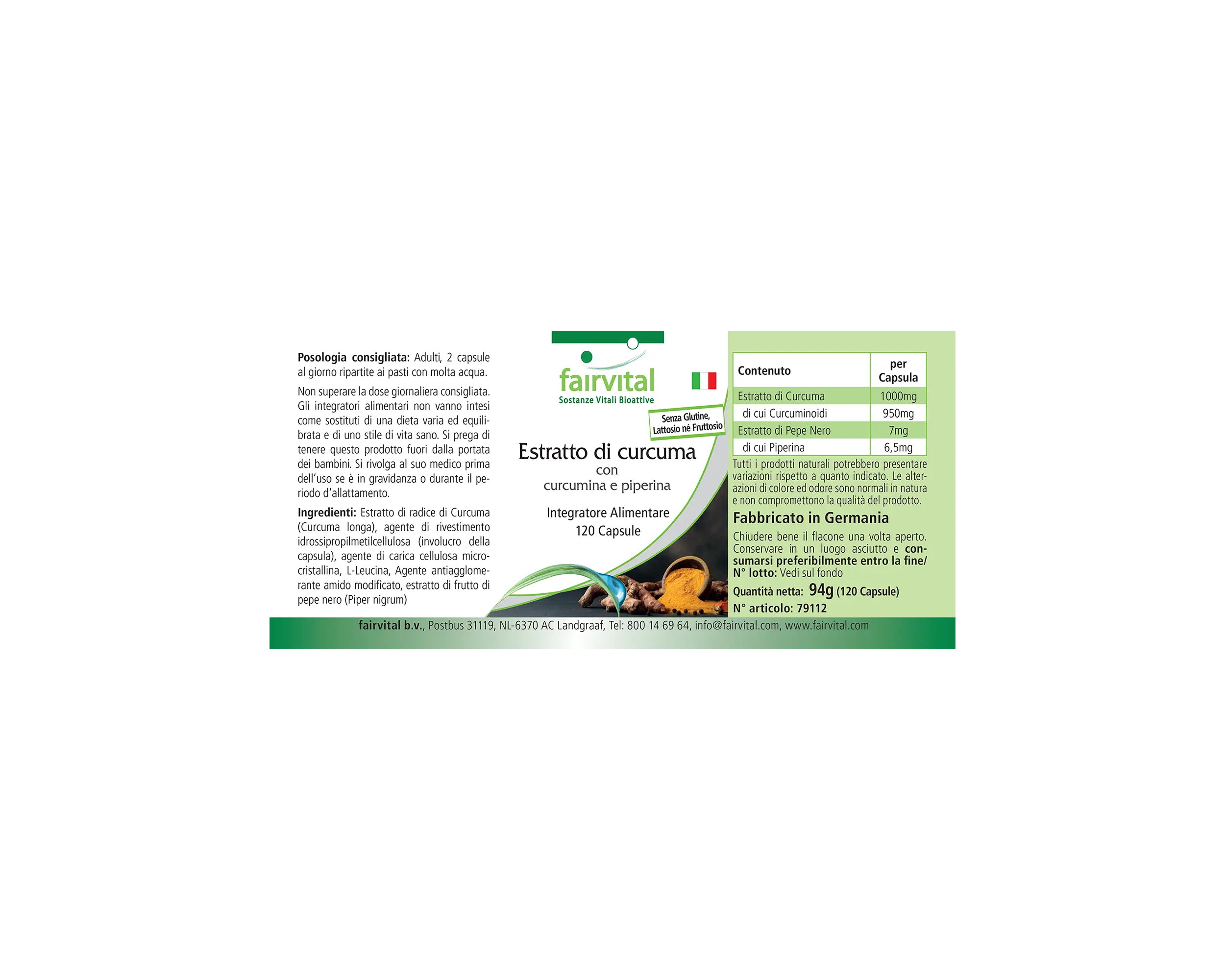 Curcuma Extrakt mit Curcumin & Piperin - 120 Kapseln - vegan | Fairvital