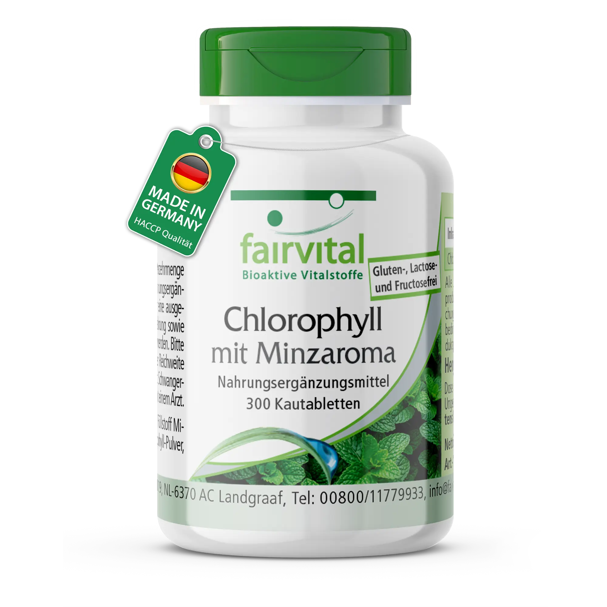 Chlorophylle avec Arôme de Menthe - 300 Comprimés à mâcher - végan | Fairvital
