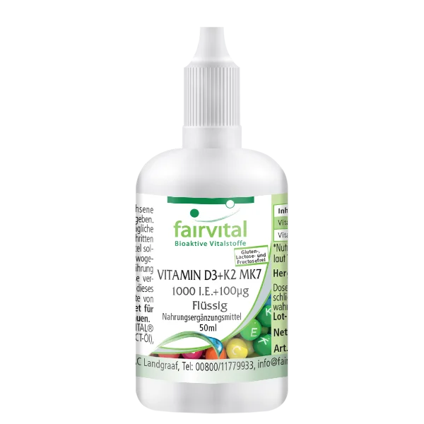 Vitamina D3 + K2 MK7 - 1000 UI + 100 μg (50 ml) Vitamina D3 + K2 MK7 - 1000 UI + 100 μg (50 ml)