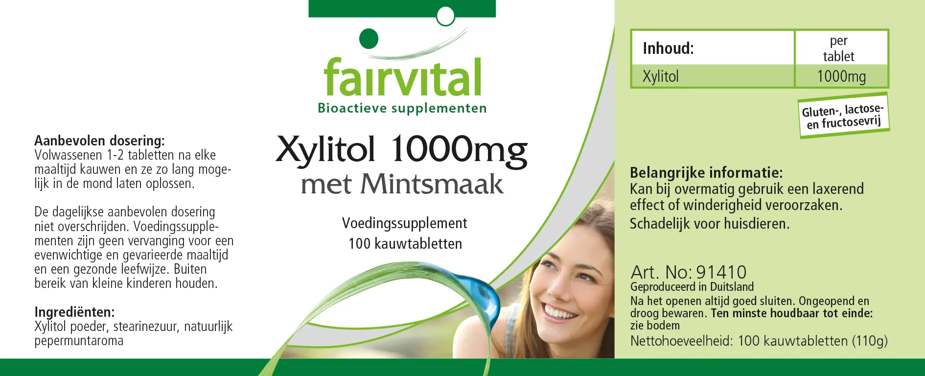 Xylitol 1000mg mint flavoured - 100 chewable tablets Xylitol 1000mg mint flavoured - 100 chewable tablets