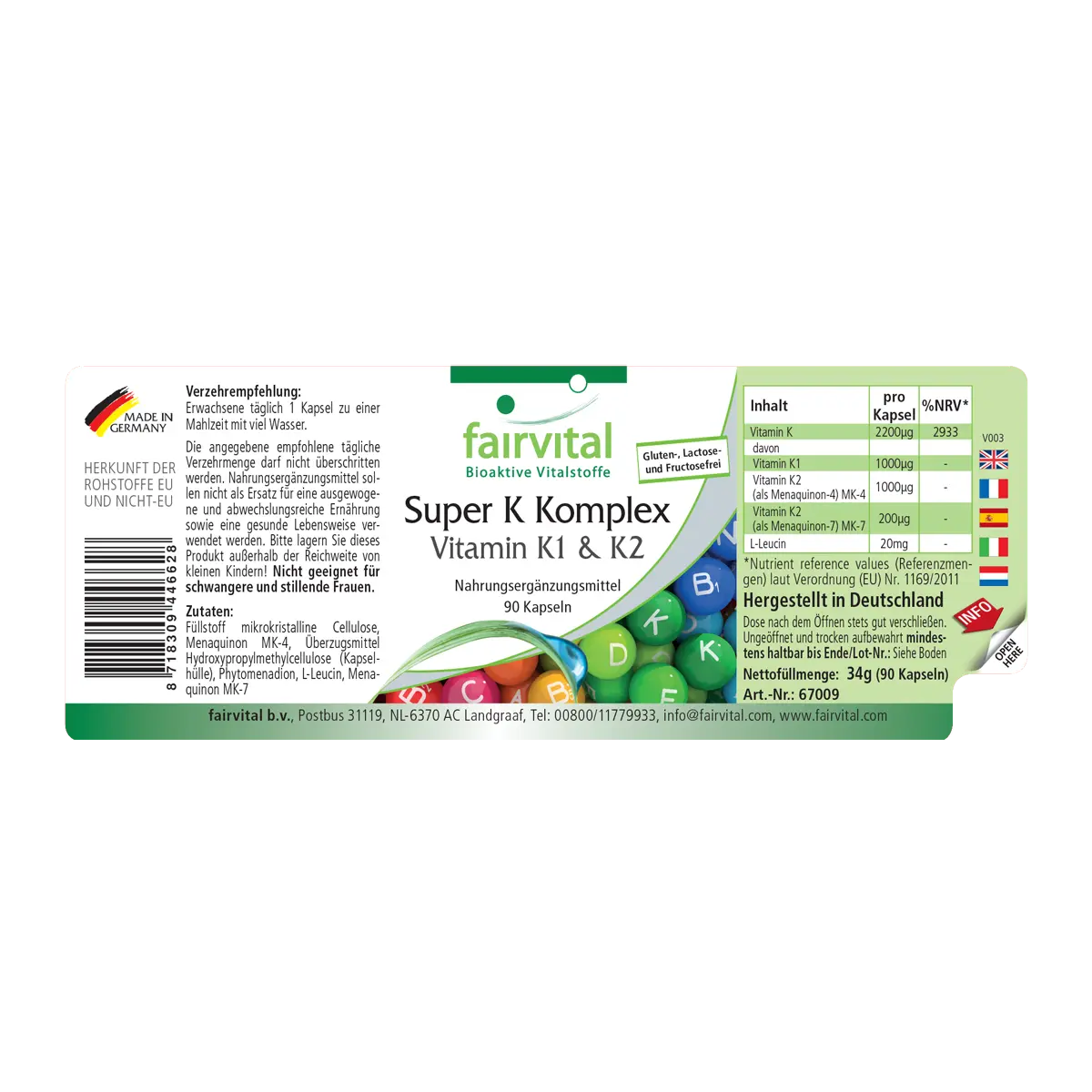 Super K – Complesso di Vitamine K1 & K2 – 90 capsule