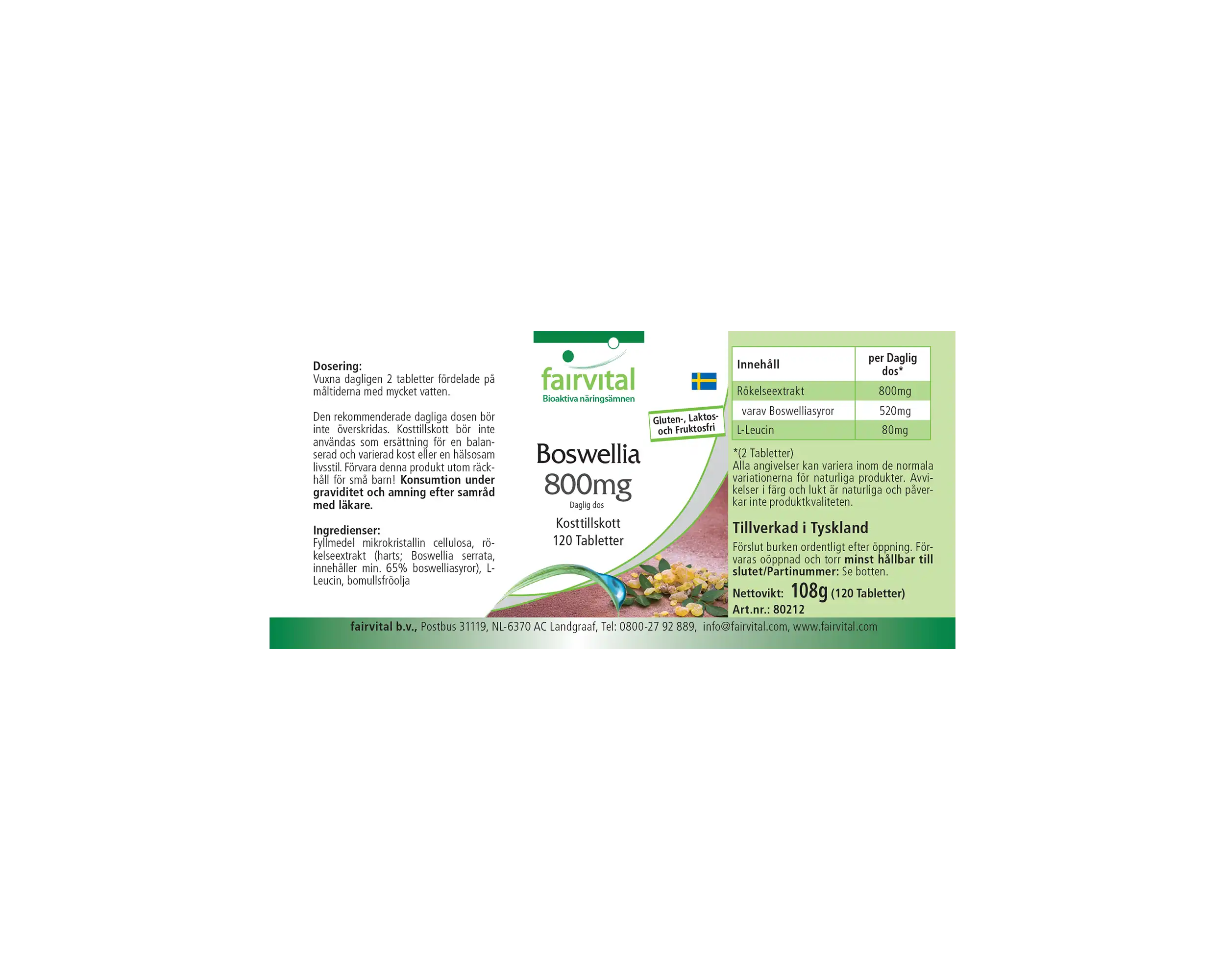 Boswellia 400mg - Boswellia Serrata - Indischer Weihrauch - 120 Tabletten - Hochdosiert und Vegan | Fairvital