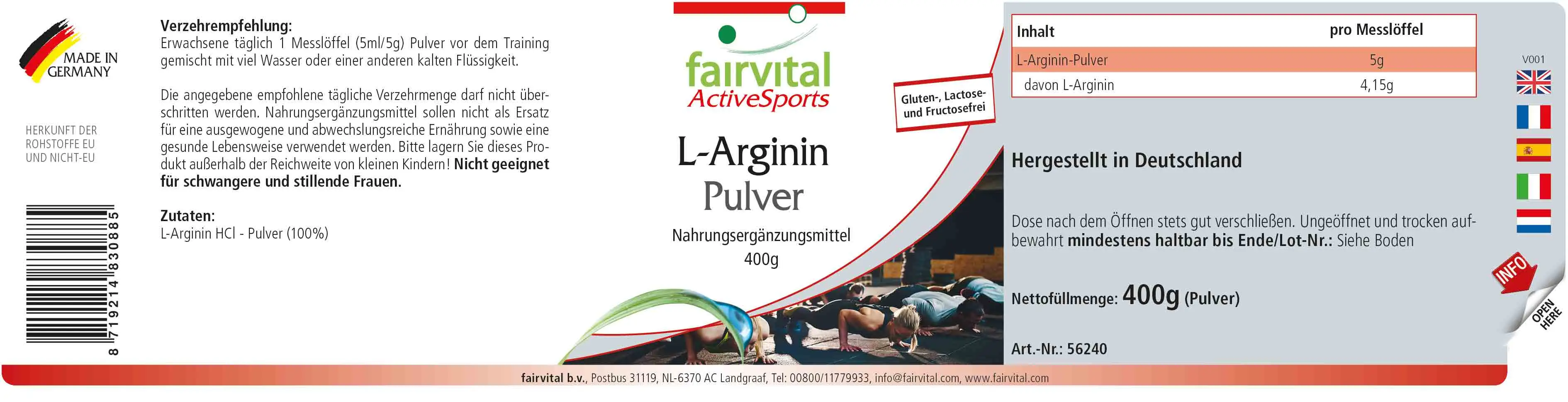 L-Arginina in polvere 400g L-Arginina in polvere 400g