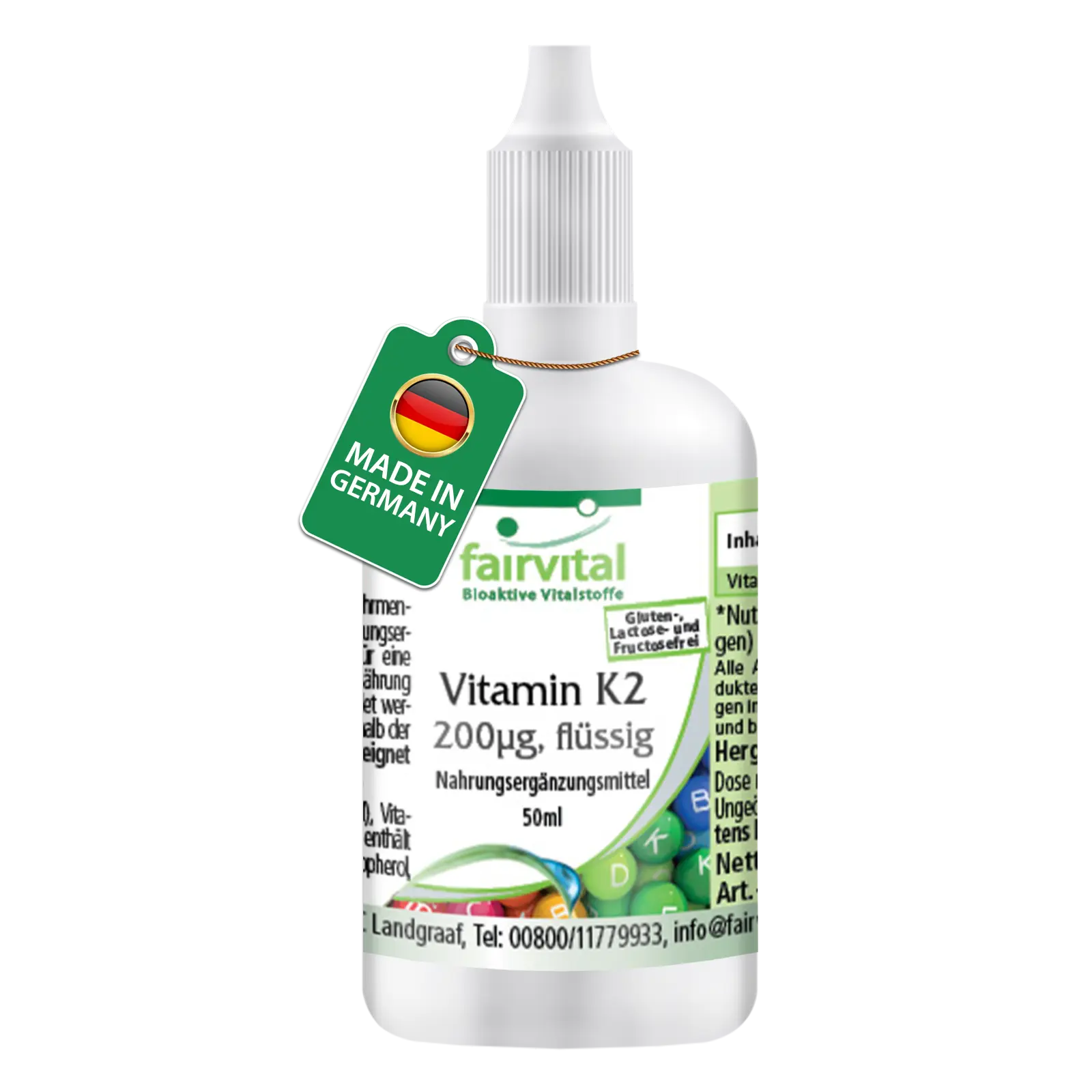 Vitamin K2 flüssig 200µg pro 10 Tropfen - 50ml | Fairvital Vitamin K2 flüssig 200µg pro 10 Tropfen - 50ml | Fairvital