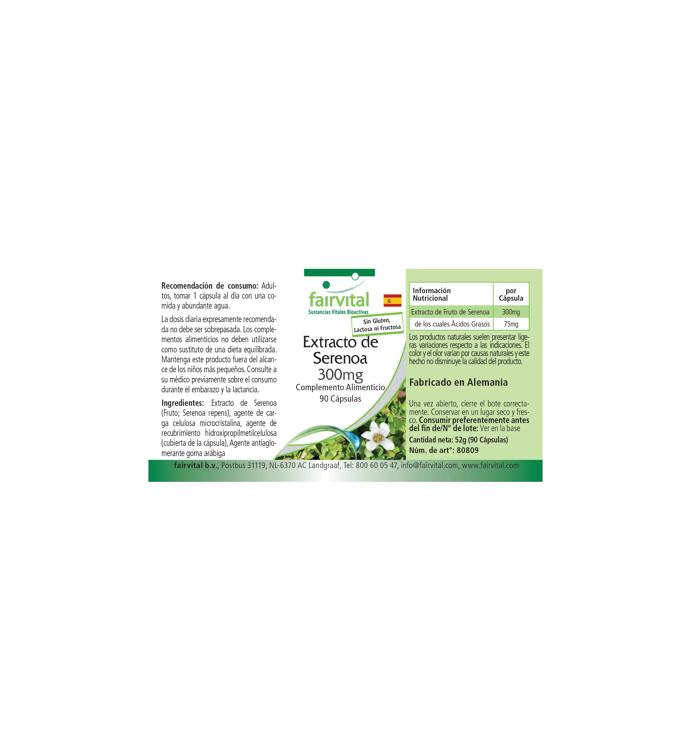 Saw Palmetto Extract 300 mg - 90 capsules - easy to swallow - with beta-sitosterol - vegan | Fairvital