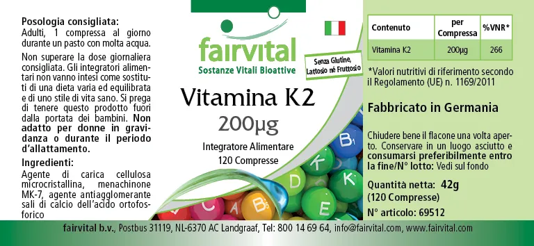 Vitamina K2 200ug – 120 compresse Vitamina K2 200ug – 120 compresse