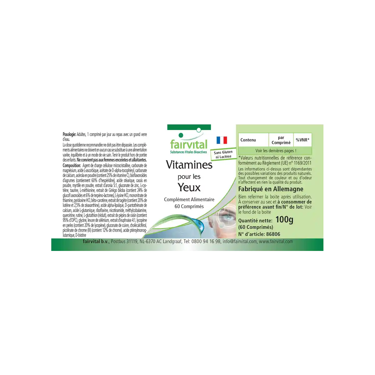 Augenvitamine - 60 Tabletten - mit Vitamin A, Riboflavin, Zink, uvm. - für Sehkraft, Zellteilung uvm. | Fairvital Augenvitamine - 60 Tabletten - mit Vitamin A, Riboflavin, Zink, uvm. - für Sehkraft, Zellteilung uvm. | Fairvital