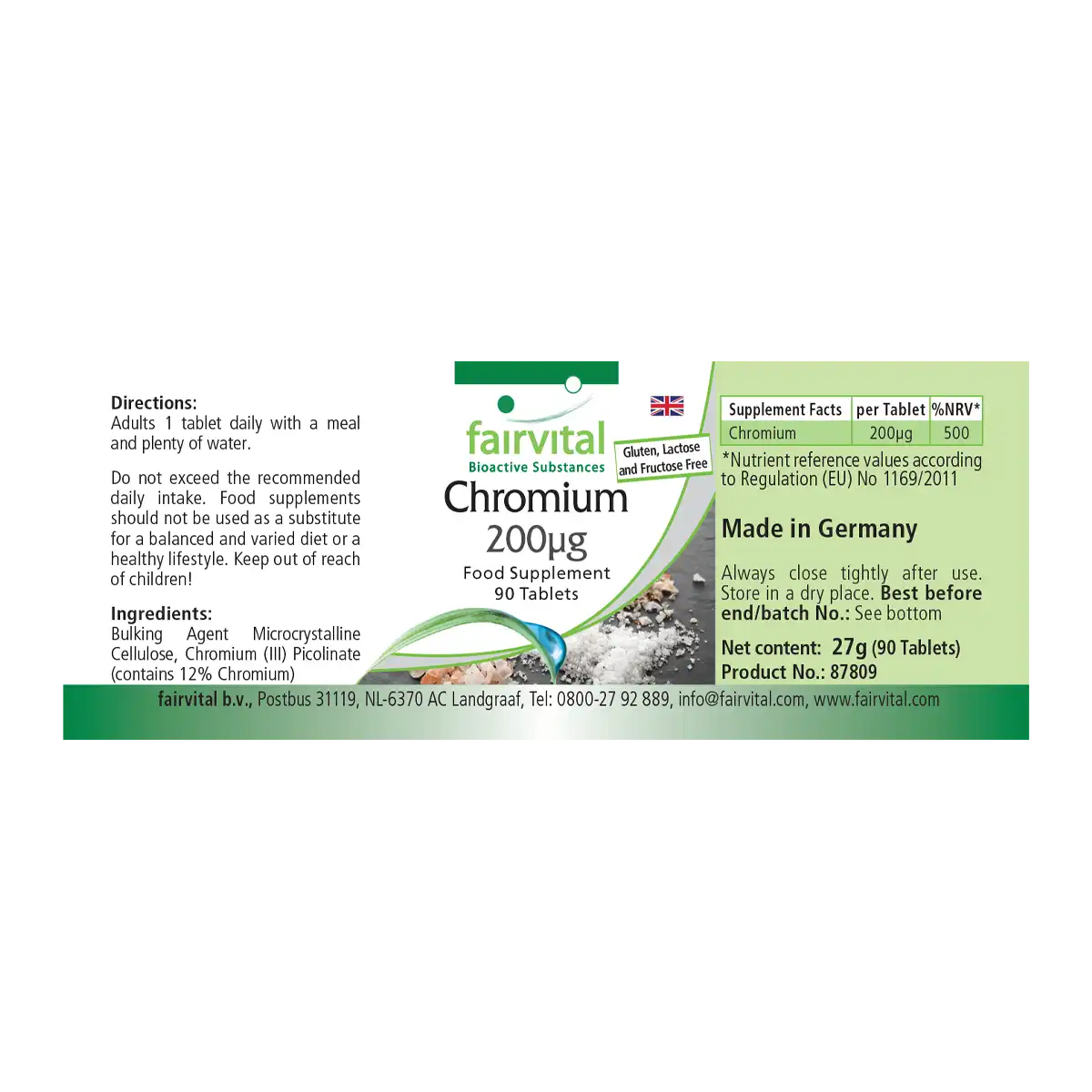 Chrom 200µg - 90 Tabletten - für Blutzuckerspiegel und Makronährstoff Stoffwechsel - Hochdosiert und Vegan | Fairvital Chrom 200µg - 90 Tabletten - für Blutzuckerspiegel und Makronährstoff Stoffwechsel - Hochdosiert und Vegan | Fairvital