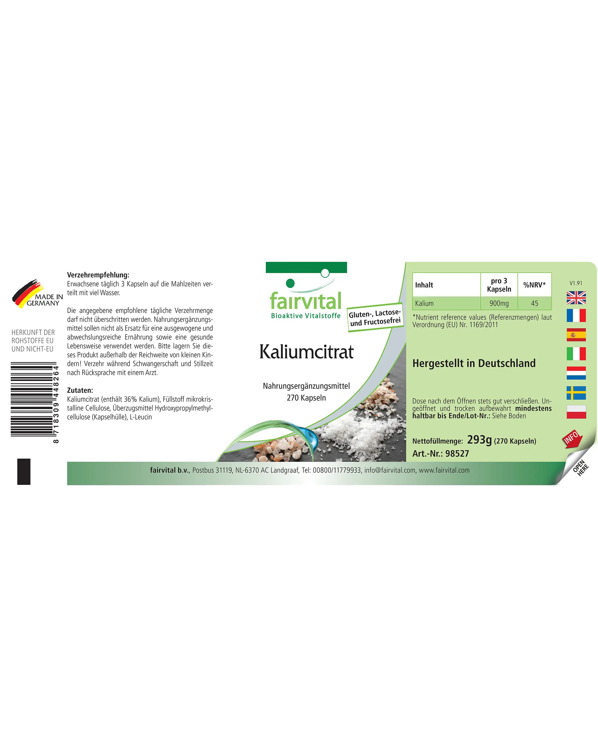 Citrato de Potasio - 270 Cápsulas