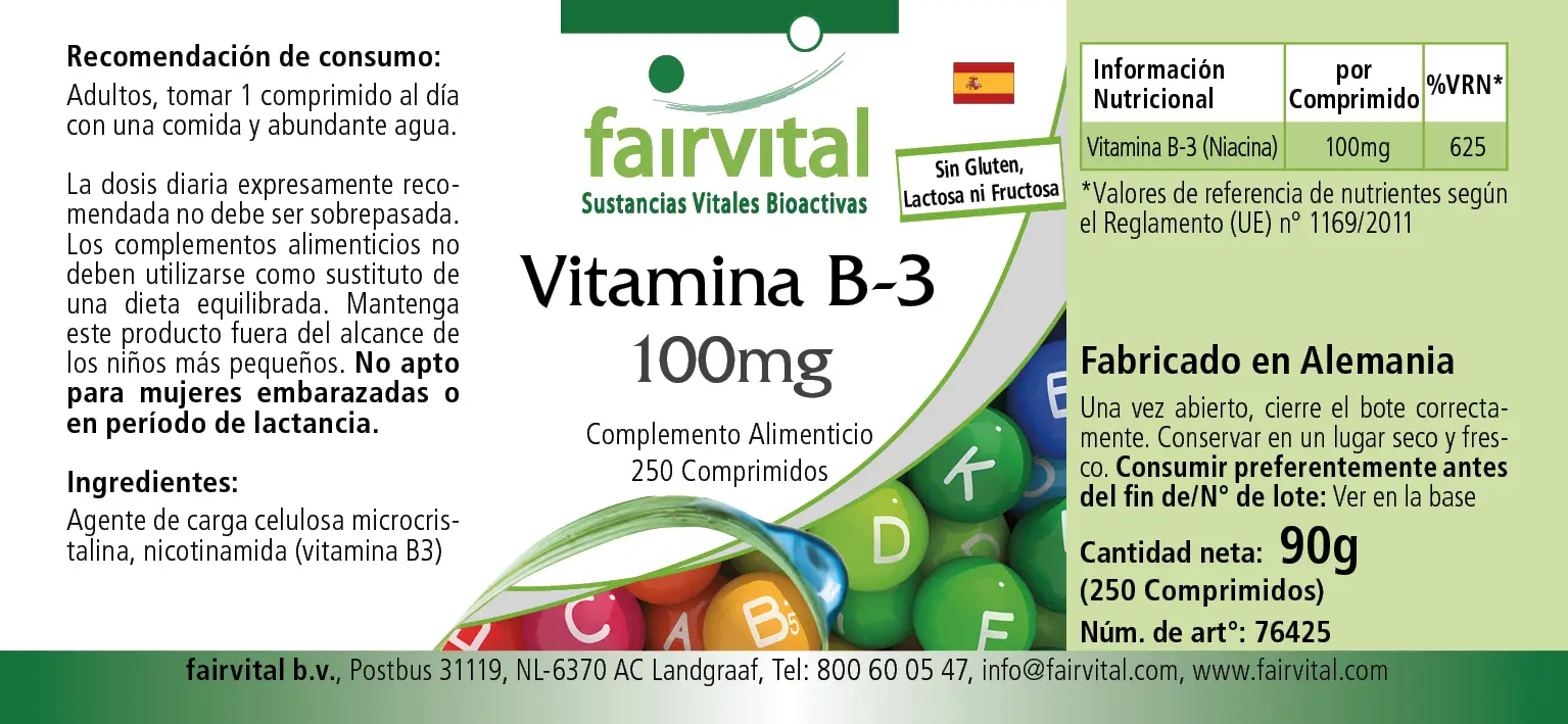 Vitamin B3 Niacin 100mg - 250 Tablets Vitamin B3 Niacin 100mg - 250 Tablets