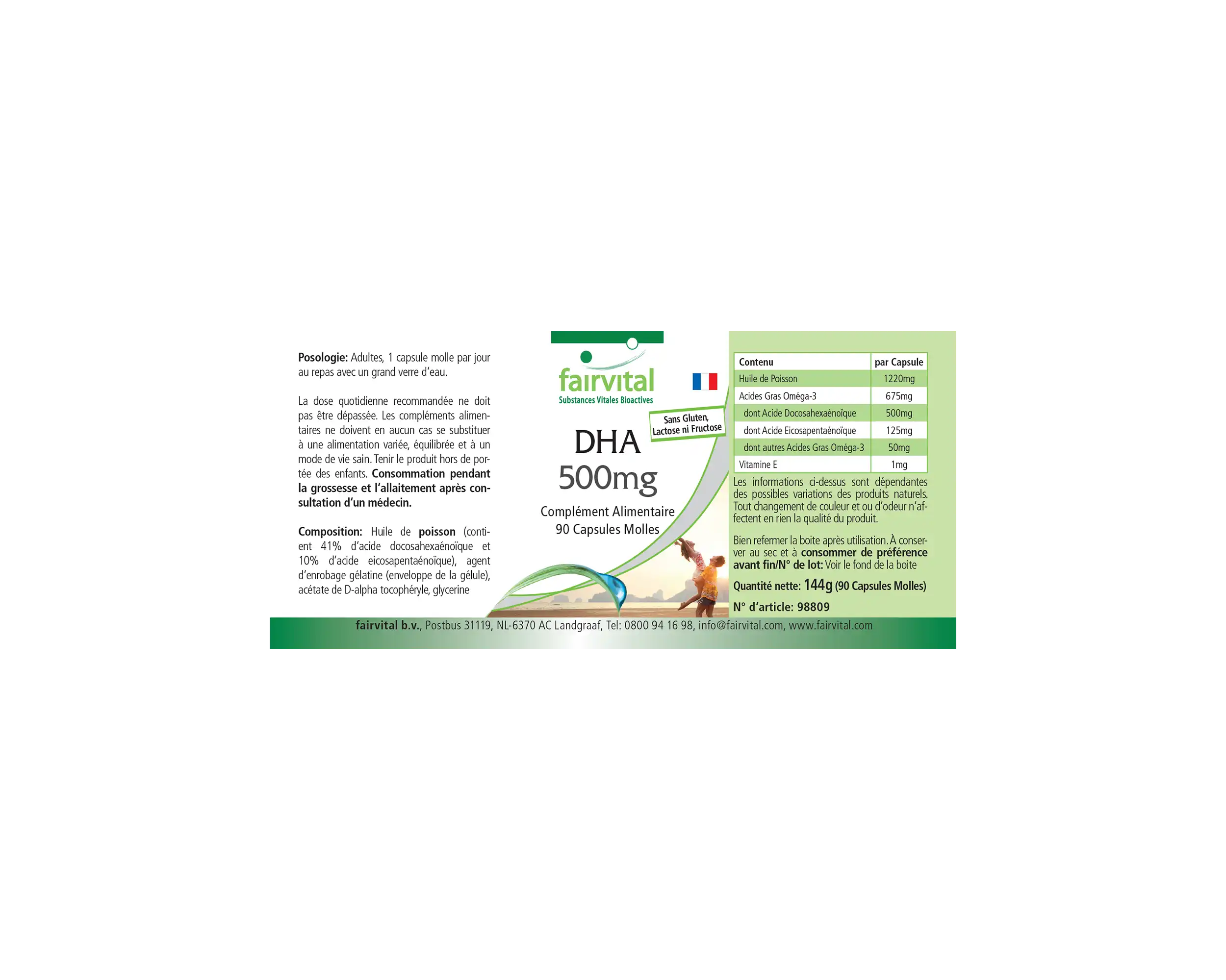 DHA 500mg - 90 Softgels  - mit Vitamin E - für Herz, Blutdruck, Zellschutz uvm. - Hochdosiert | Fairvital