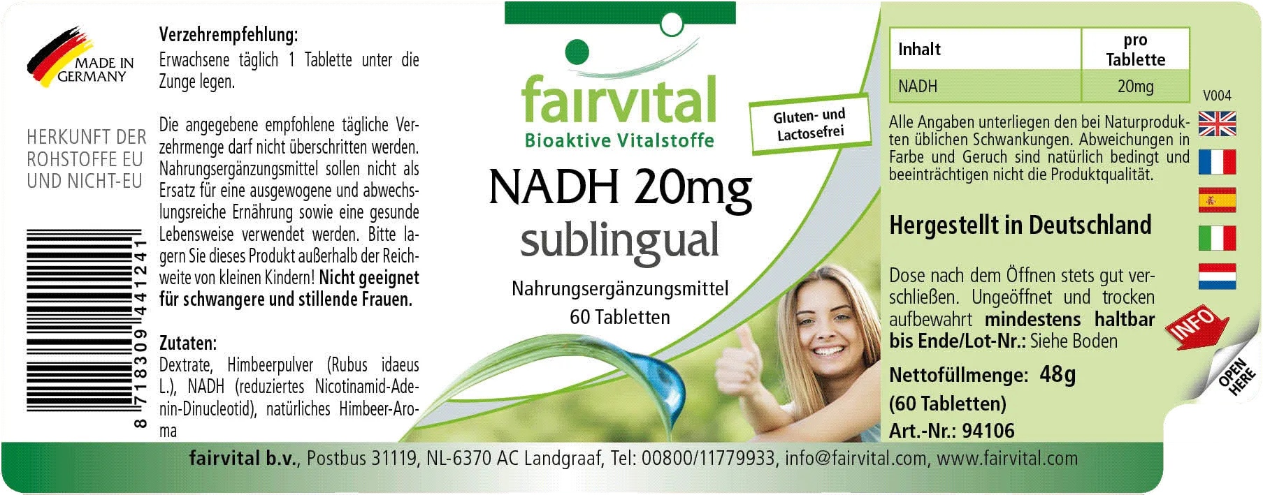 NADH 20mg sublingual - 60 Tablets NADH 20mg sublingual - 60 Tablets
