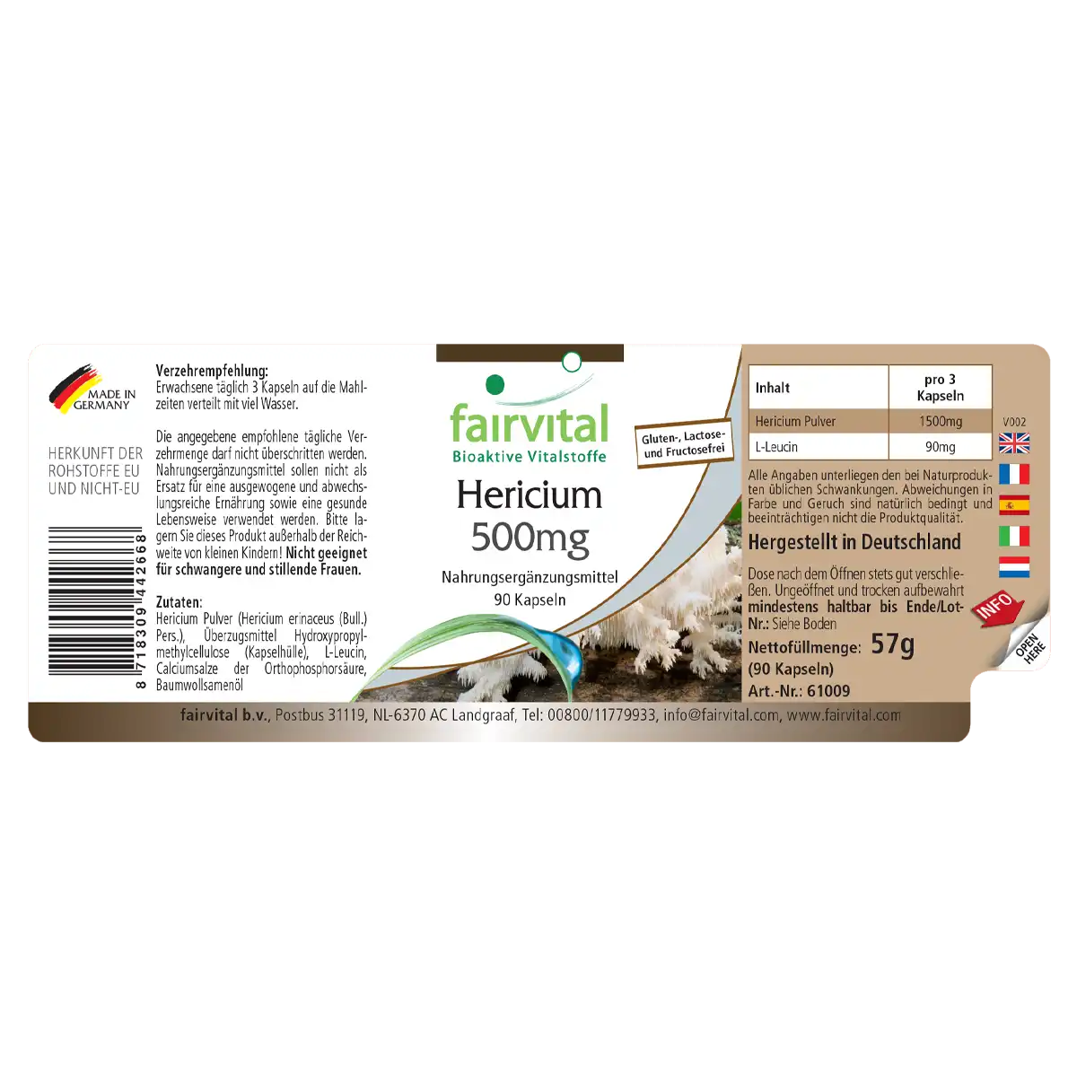 Héricium 500mg - 90 gélules
