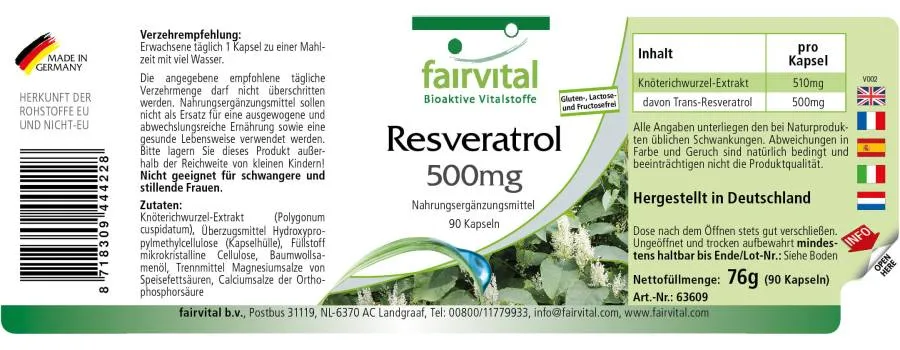 Resveratrol 500mg - 90 Cápsulas Resveratrol 500mg - 90 Cápsulas
