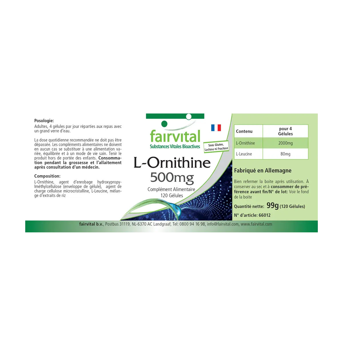 L-ornithine 500mg - 120 capsules