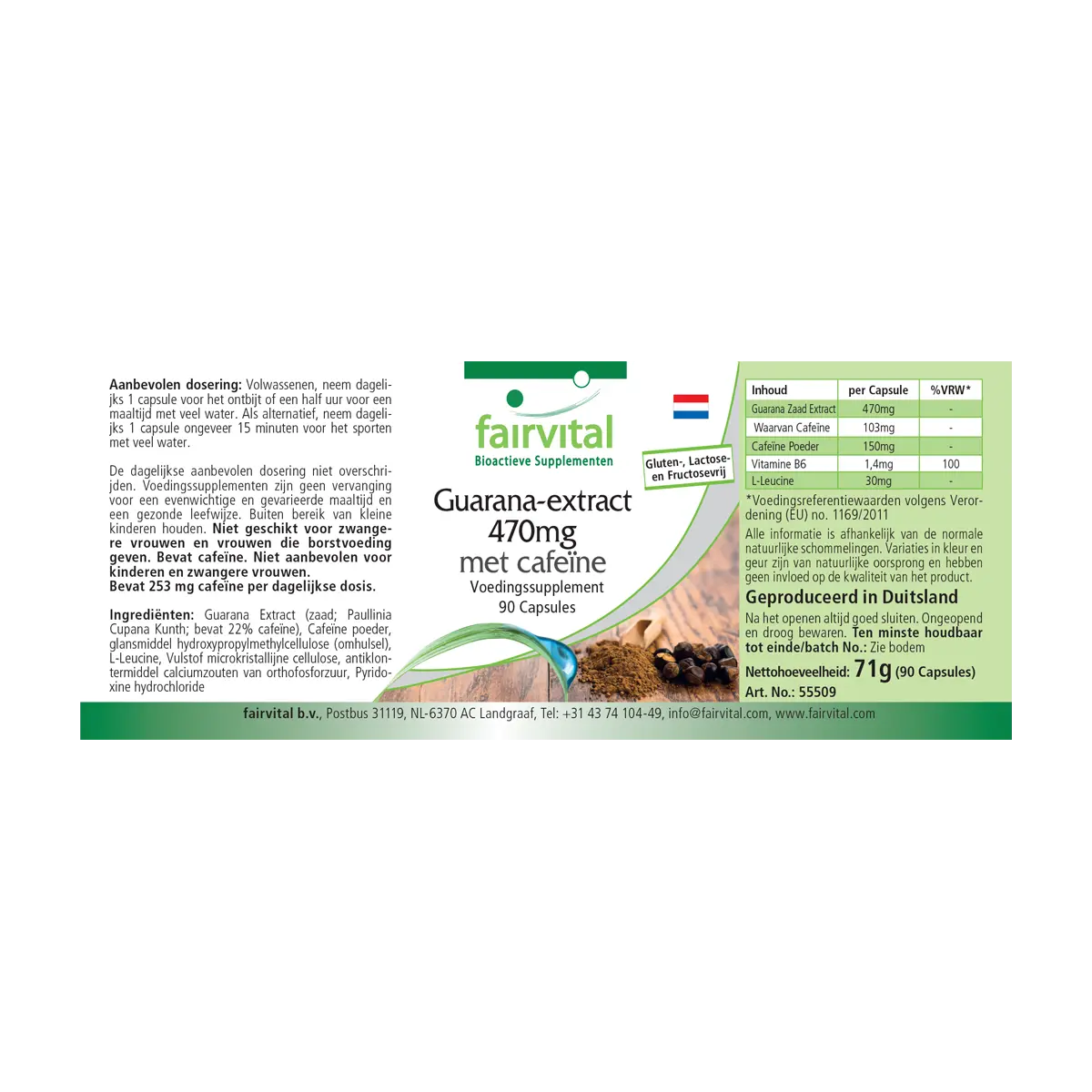 Guarana Extrakt 470mg mit Koffein - 90 Kapseln - Hochdosiert und Vegan | Fairvital Guarana Extrakt 470mg mit Koffein - 90 Kapseln - Hochdosiert und Vegan | Fairvital