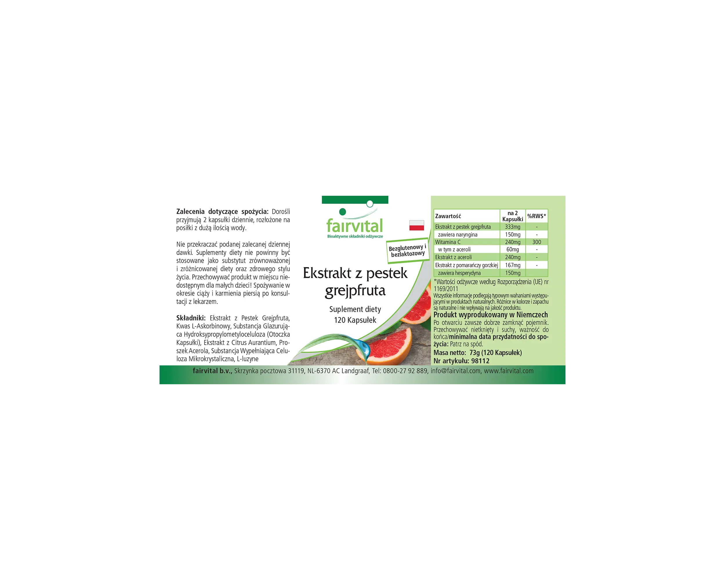 Grapefruit seed extract - 120 capsules - with vitamin C - over 100% daily requirement | Fairvital