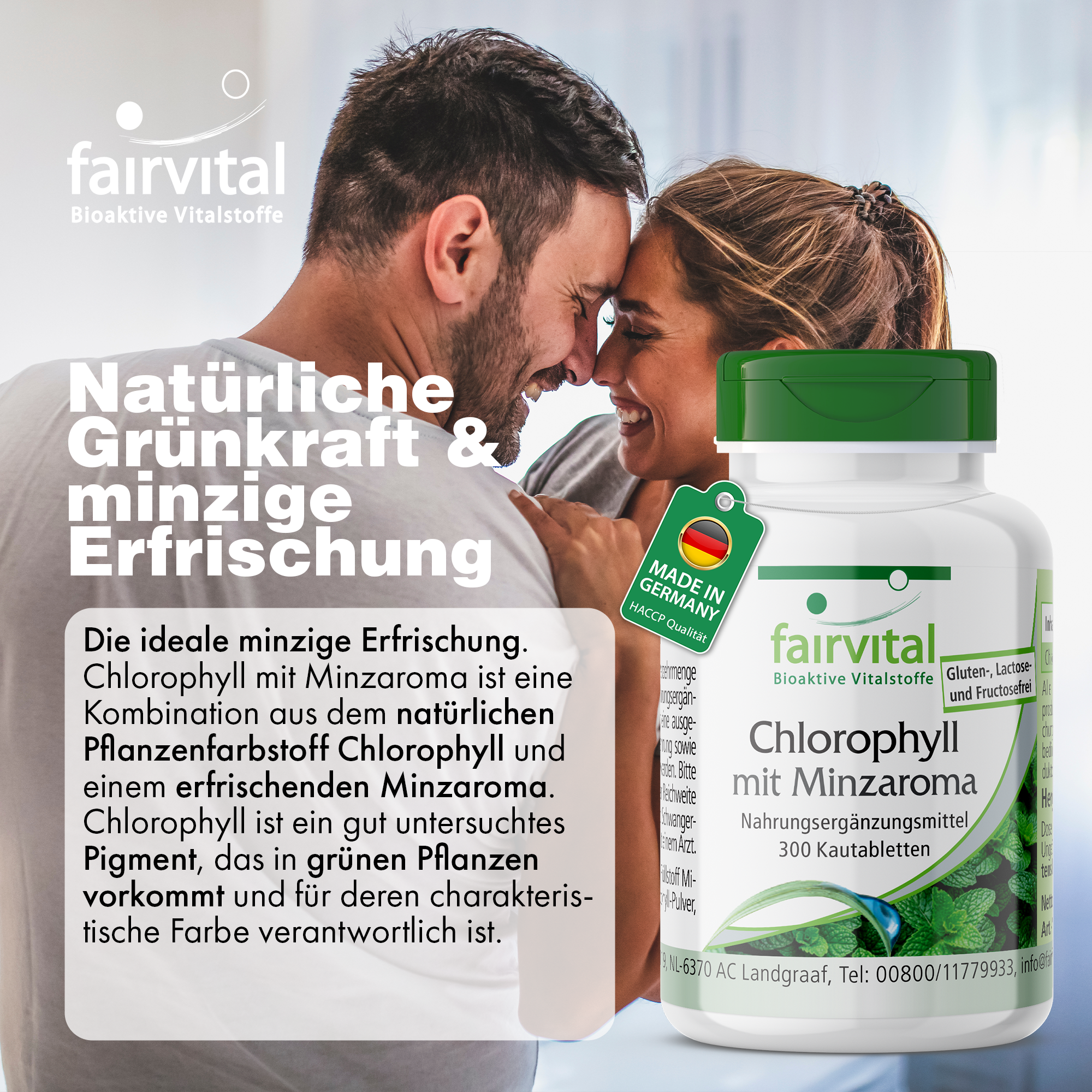 Chlorophyll mit Minzaroma - 300 Kautabletten - vegan | Fairvital