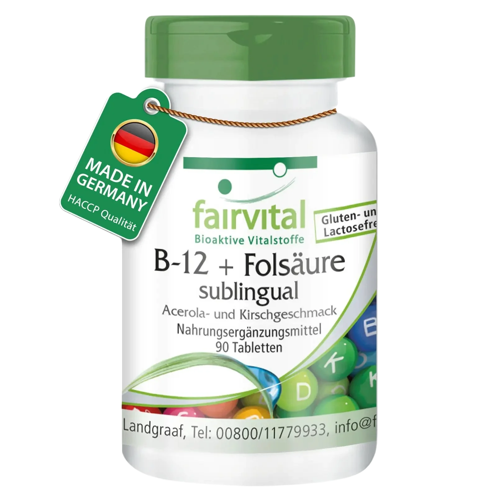 B-12 and folic acid sublingual with acerola-cherry taste – 90 tablets B-12 and folic acid sublingual with acerola-cherry taste – 90 tablets