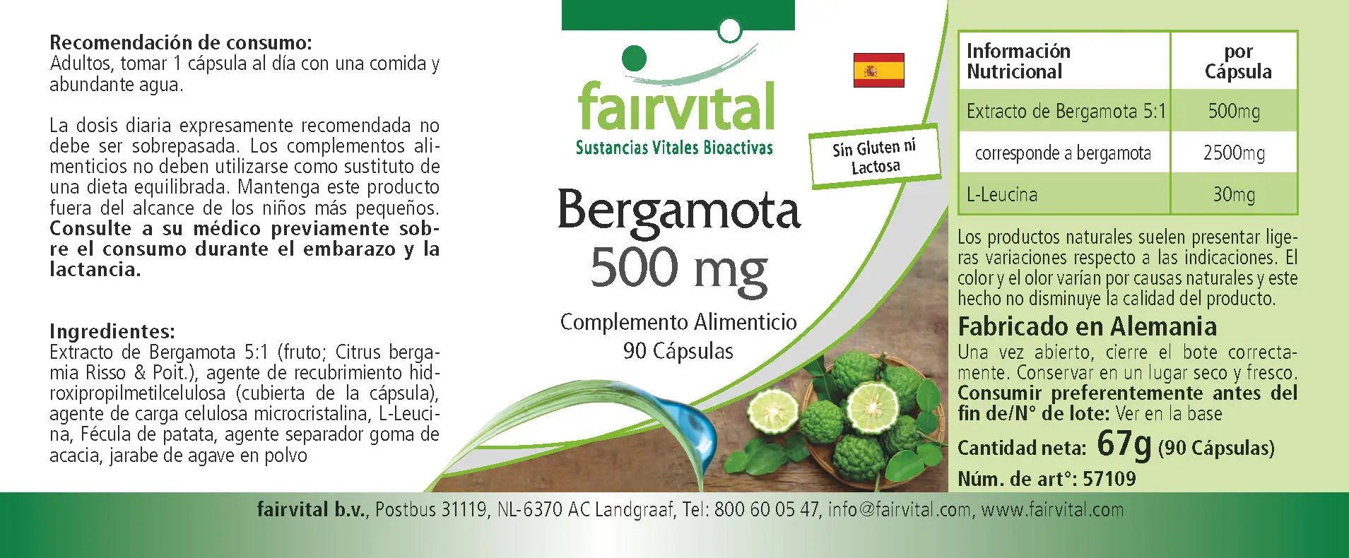 Bergamotte Extrakt 500mg - 90 Kapseln - 5-fach konzentriert - Hochdosiert und Vegan | Fairvital Bergamotte Extrakt 500mg - 90 Kapseln - 5-fach konzentriert - Hochdosiert und Vegan | Fairvital