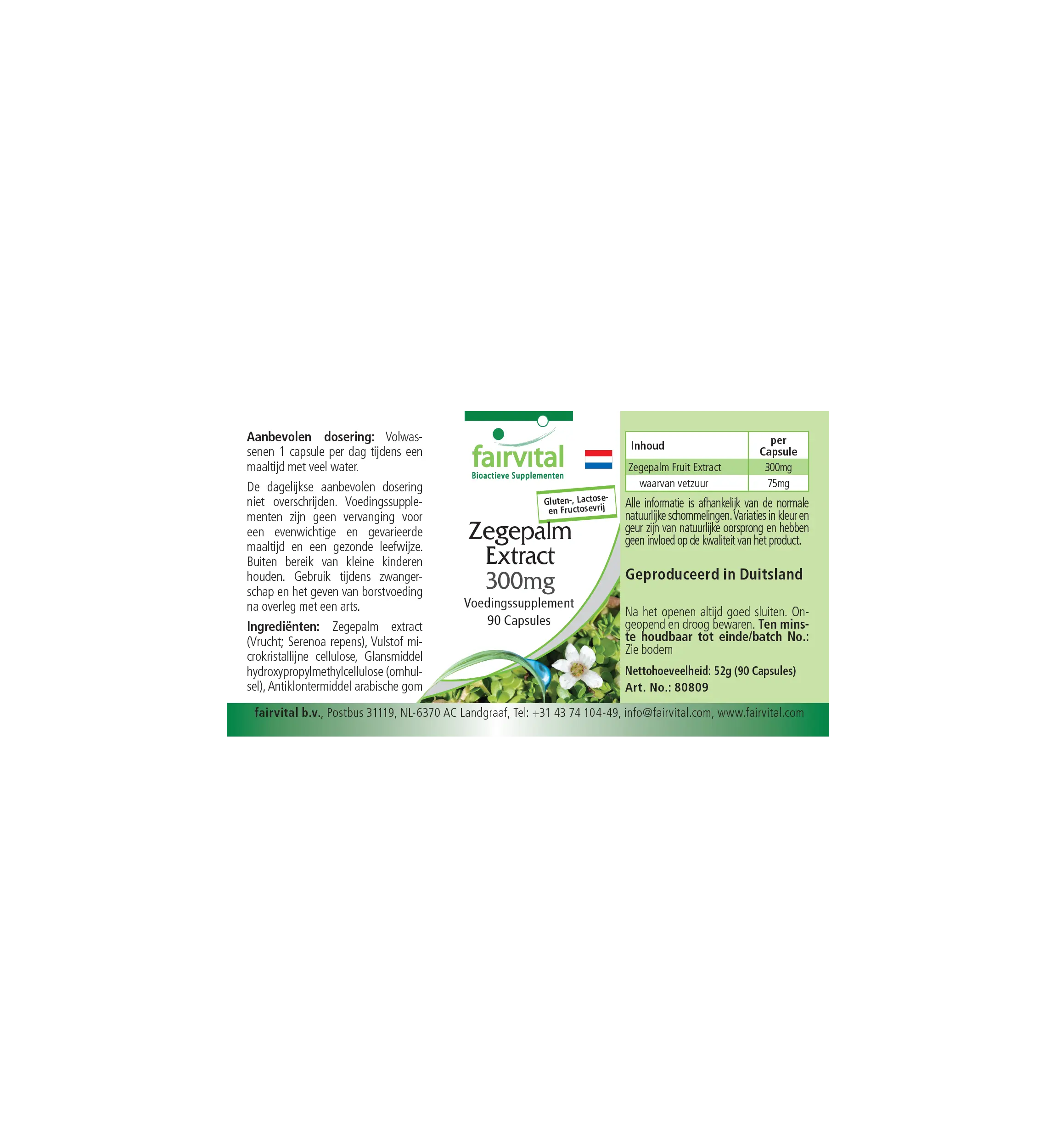 Saw Palmetto Extract 300 mg - 90 capsules - easy to swallow - with beta-sitosterol - vegan | Fairvital