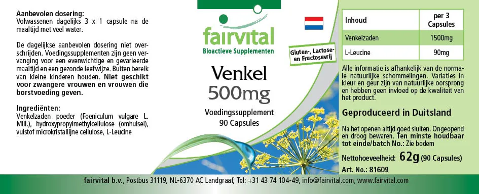 Fenouil 500mg - 90 gélules Fenouil 500mg - 90 gélules
