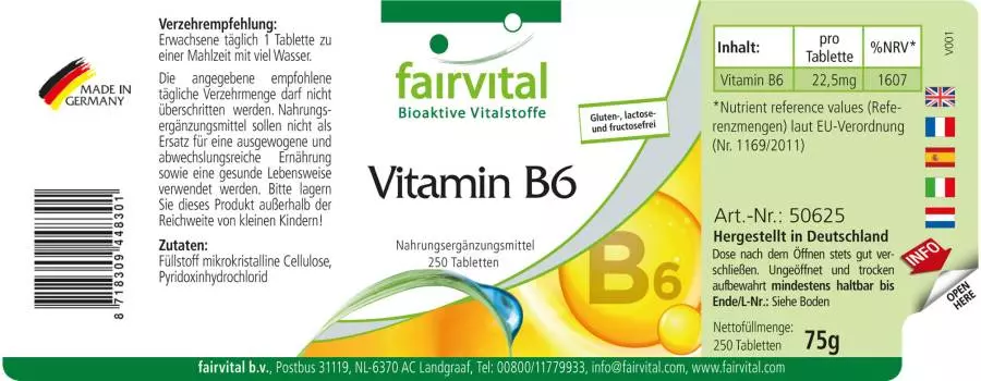 Vitamina B6 - 250 Comprimidos