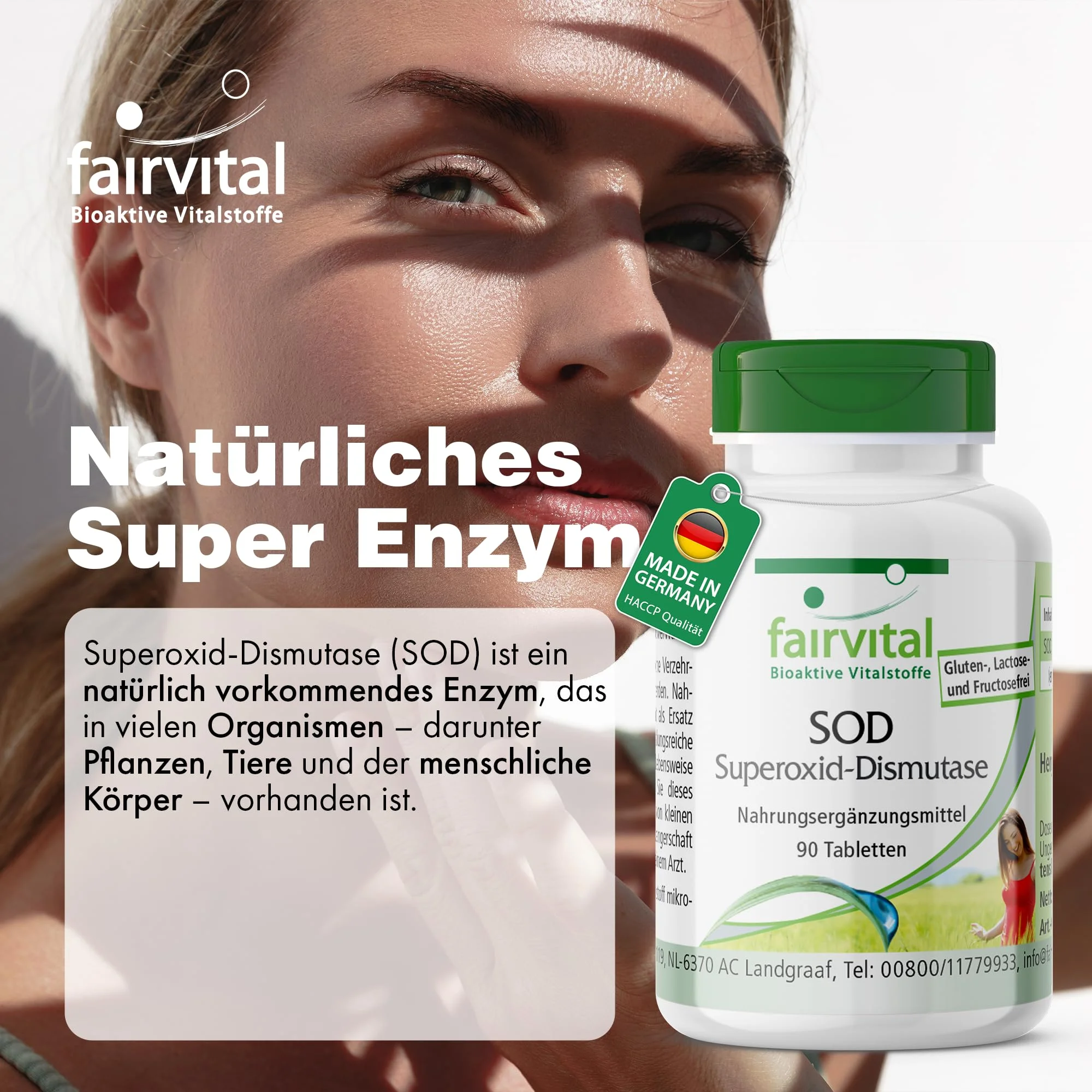 SOD Superoxid-Dismutase - 90 Tabletten - Schluckfreundlich - 6.000 F.I.P. pro Tagesdosis - Hochdosiert und Vegan | Fairvital