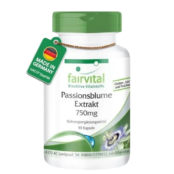 Passionsblume Kapseln Extrakt 750mg - 90 Kapseln-standardisiert auf 2% Flavone-Vegan | Fairvital Passionsblume Kapseln Extrakt 750mg - 90 Kapseln-standardisiert auf 2% Flavone-Vegan | Fairvital