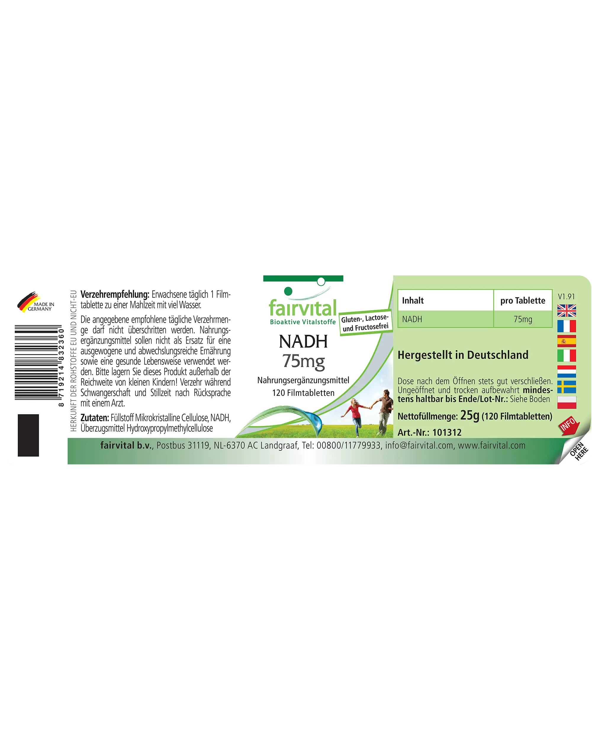 NADH 75mg - 120 Filmtabletten - schluckfreundlich - vegan | Fairvital