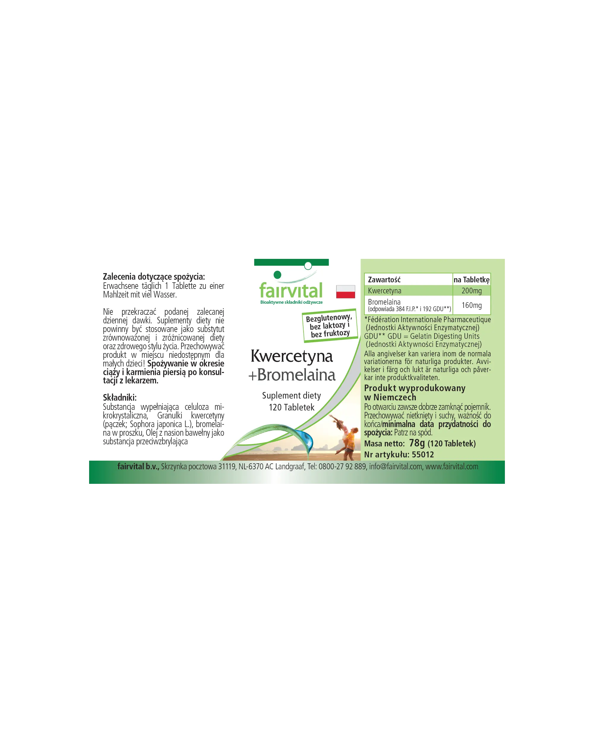 Quercetina + Bromelina - 120 compresse - Alto dosaggio e vegano | Fairvital