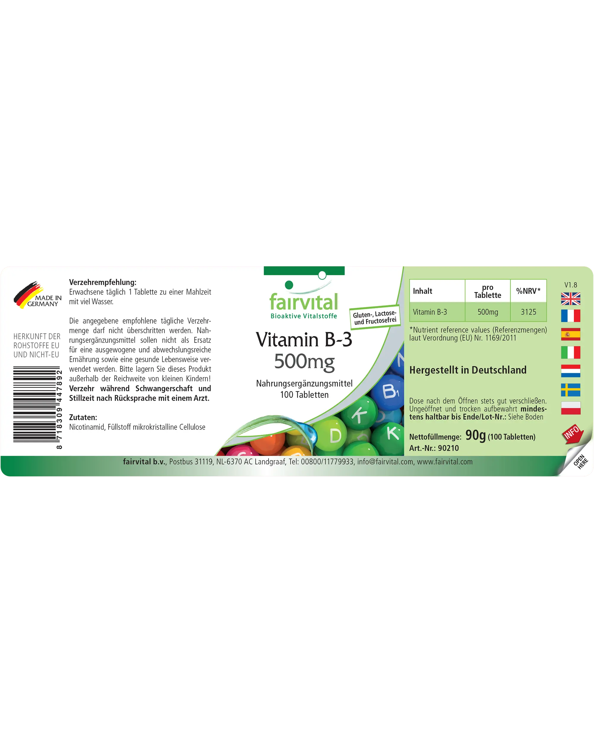 Vitamina B3 500mg - 100 comprimidos